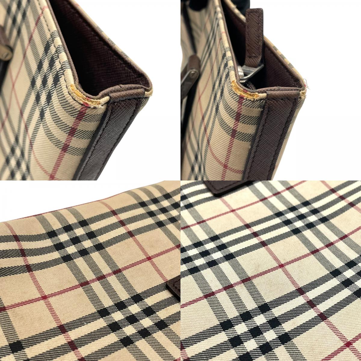 バーバリー BURBERRY トートバッグ ノバチェック キャンバス レザー ベージュ ブラウン 茶 シルバー金具 バケツ型 ロゴ型押し レディース A8