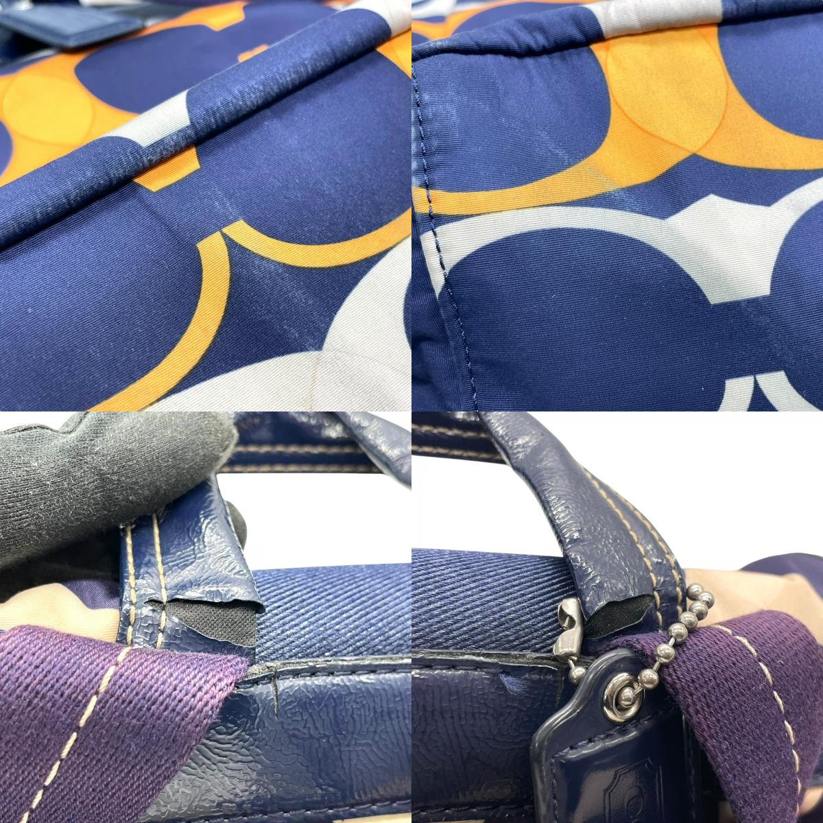 コーチ COACH リュックサック バックパック リュック デイパック F23909 シグネチャー レザー ナイロン 紺 ネイビー オレンジ カジュアル U8