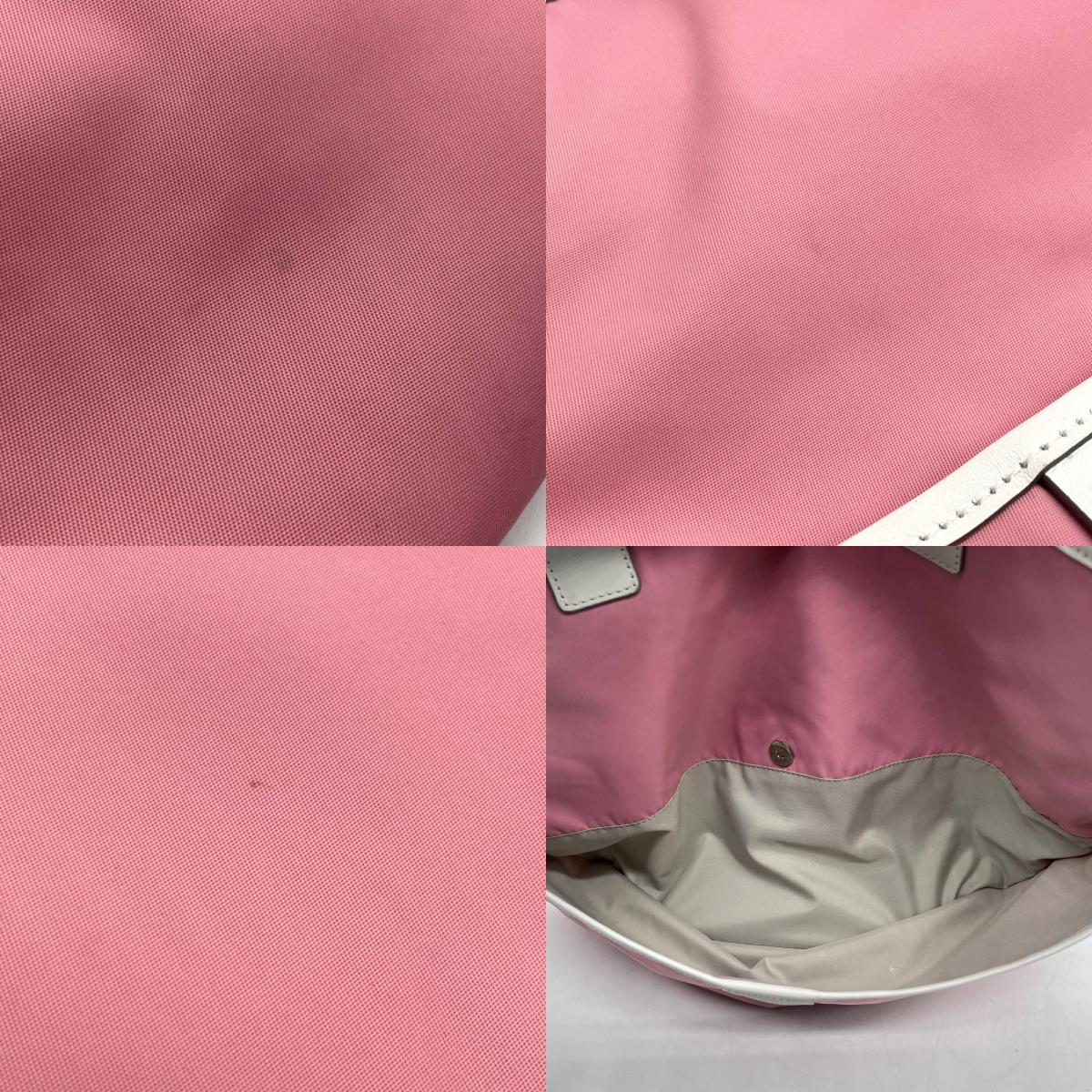 アニエスベー agnès b. VOYAGE トートバッグ ピンク 白 ホワイト ナイロン レザー 大容量 軽量 シンプルデザイン U17