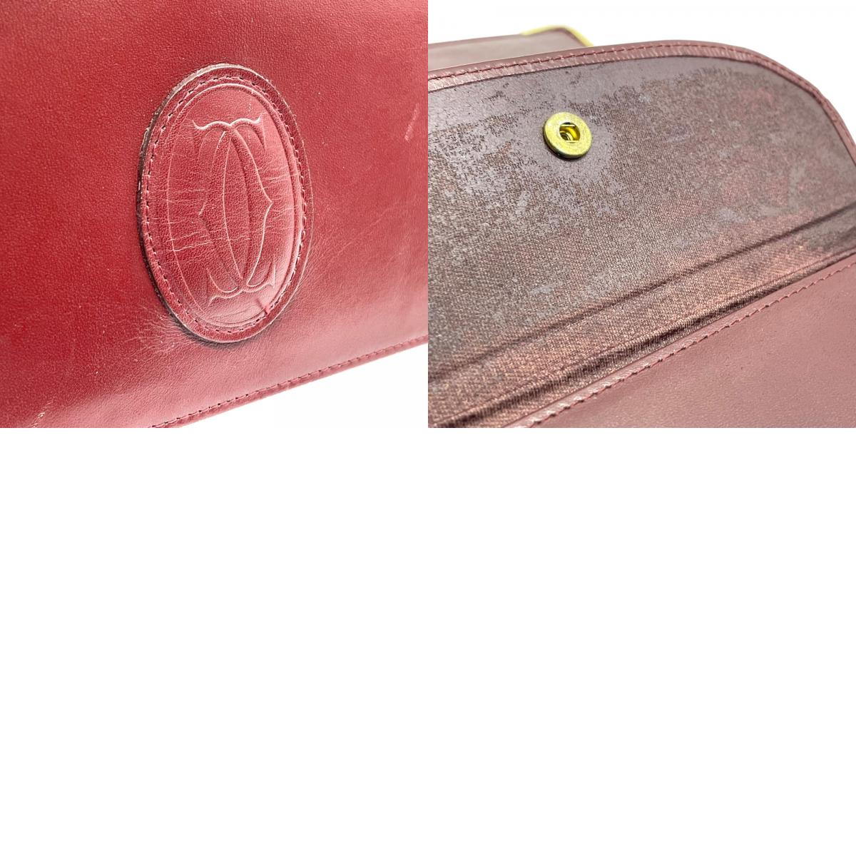 Cartier カルティエ ボルドー レザー クラッチバッグ ゴールドロゴ ヴィンテージ 1980s 1990s 上品 パリ クラシック K7