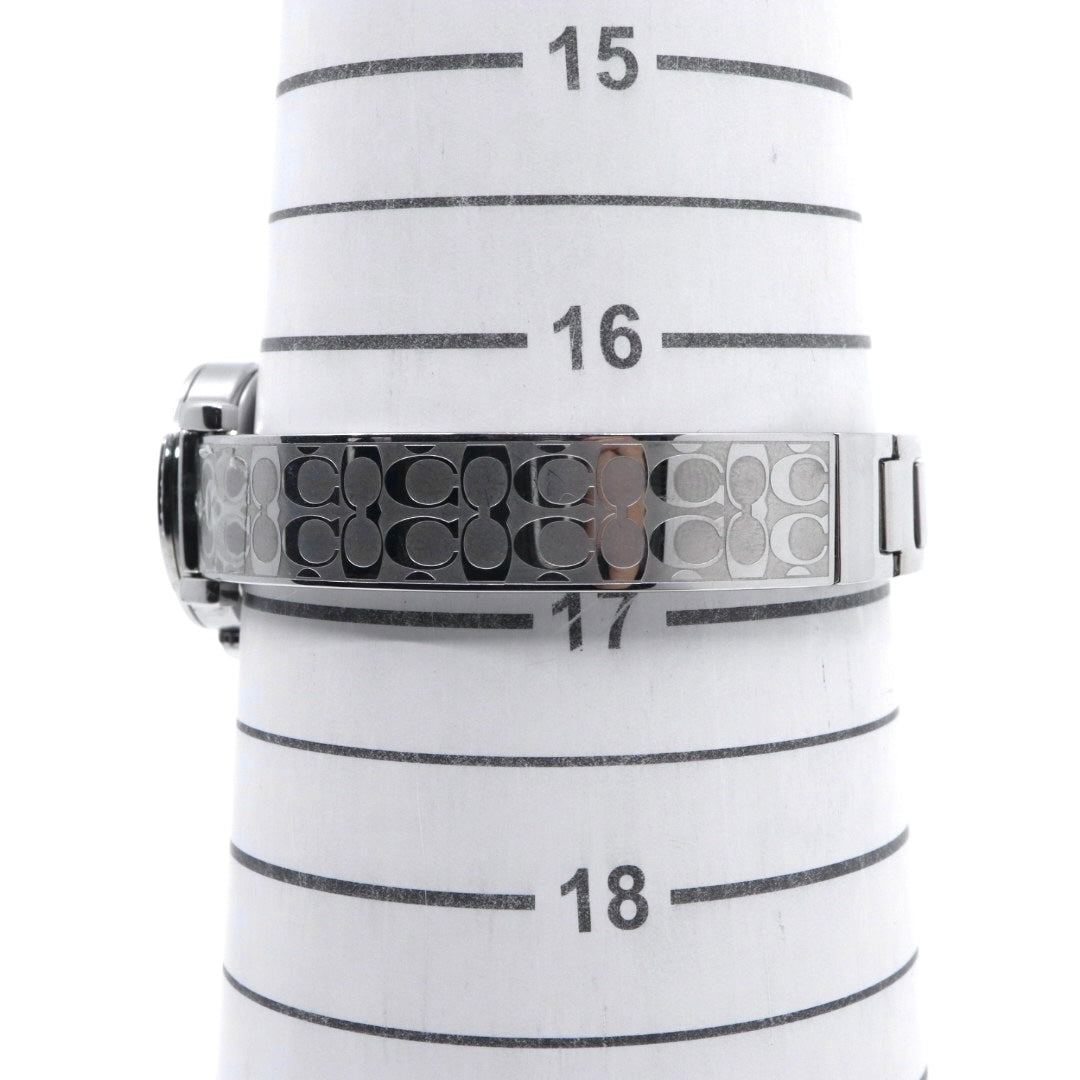 美品 電池交換済 コーチ COACH 腕時計 CA.66.7.95.1489S レディースウォッチ クォーツ ラインストーンベゼル シルバー ホワイト文字盤 シグネチャー柄ブレスレット アナログ エレガント クラシック ドレスウォッチ 稼働品 G3