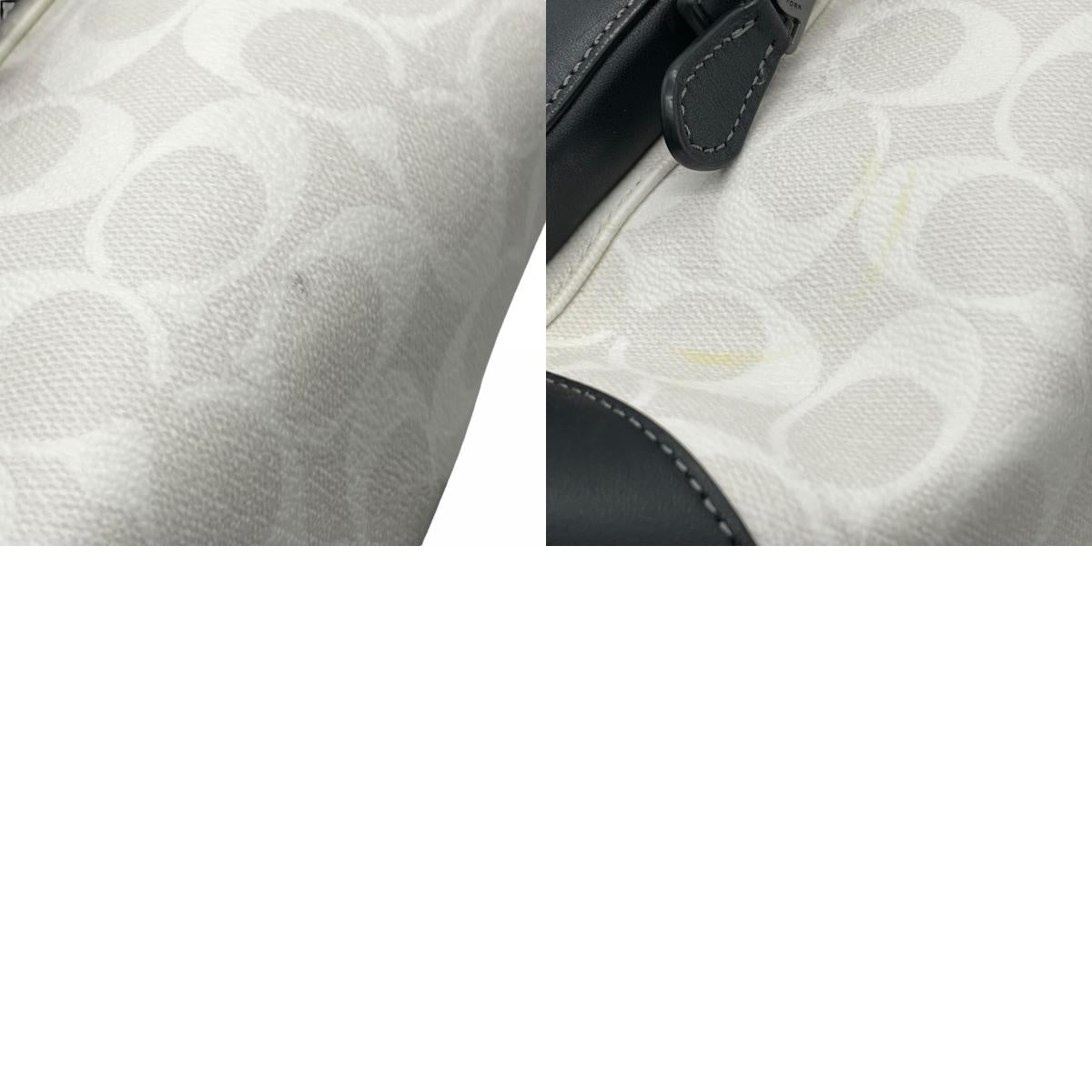 現行品 極美品 COACH コーチ リュックサック トラック バックパック カラーブロック シグネチャー PVC レザー 白 ホワイト 黒 ブラック バイカラー シルバー金具 メンズ レディース B