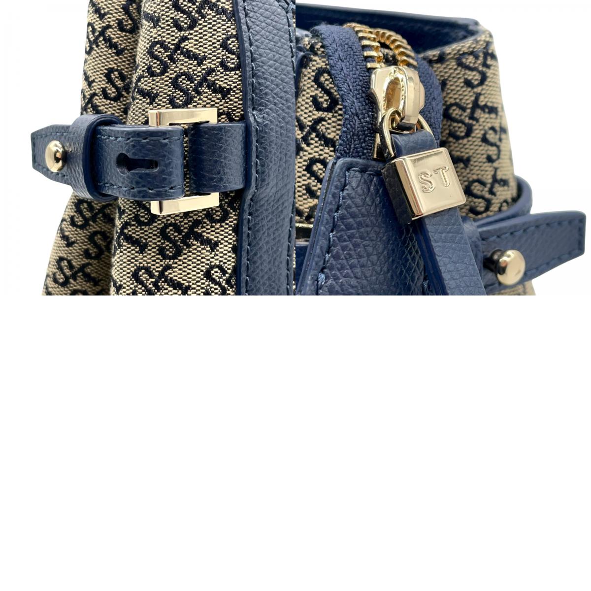 サマンサタバサ Samantha Thavasa トートバッグ ロゴジャガード 紺 ネイビー 肩掛け A4収納可 上品 T2