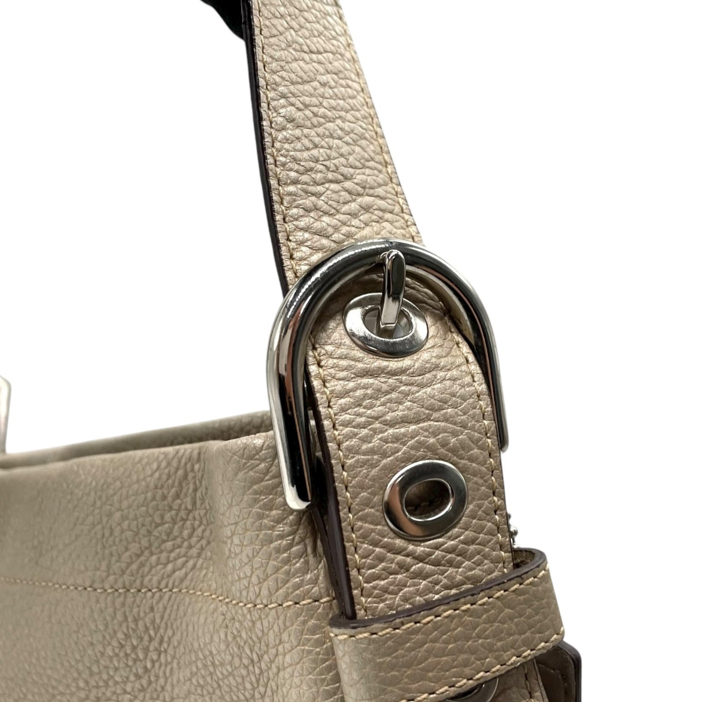 コーチ COACH レザー ショルダーバッグ 肩掛け F15065 グレージュ ベージュ シルバー金具 柔らかいシボ革 上品 C5