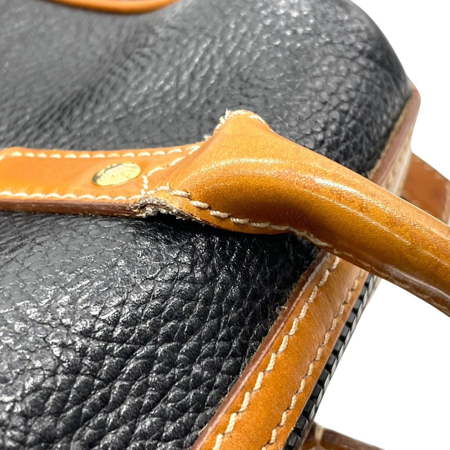 セリーヌ CELINE レザーハンドバッグ ブラック×ブラウン 黒 茶色 ゴールド金具 金金具 ボストンバッグ型 ヴィンテージ K5