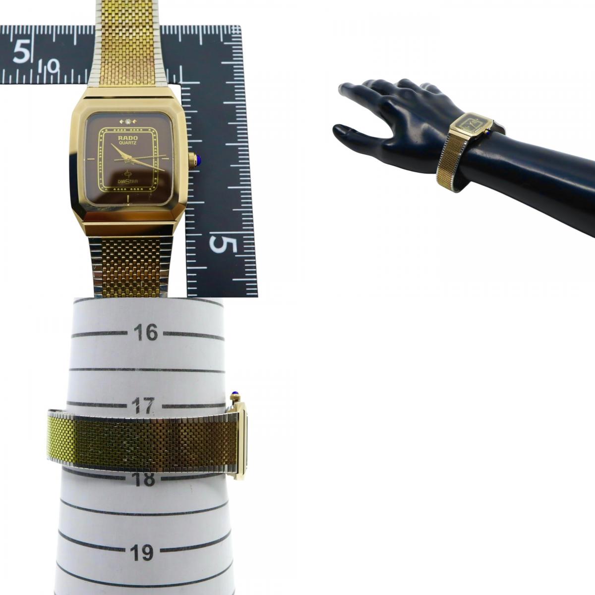 【美品/電池交換済】ラドー 腕時計 110.9509.3 レディース クオーツ ゴールド ブラウン文字盤 スクエア ヴィンテージ アナログ ドレスウォッチ アンティーク クラシックデザイン エレガント メッシュブレス クリーニング済み G1