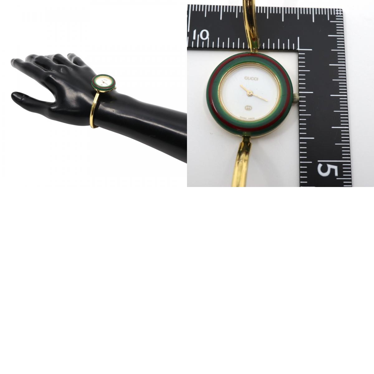 【美品/電池交換済】グッチ GUCCI チェンジベゼル 11/12 腕時計 レディース クオーツ バングルウォッチ ゴールド ヴィンテージ アンティーク シェリーラインベゼル クラシック エレガント アイコン 人気モデル クリーニング済み G3