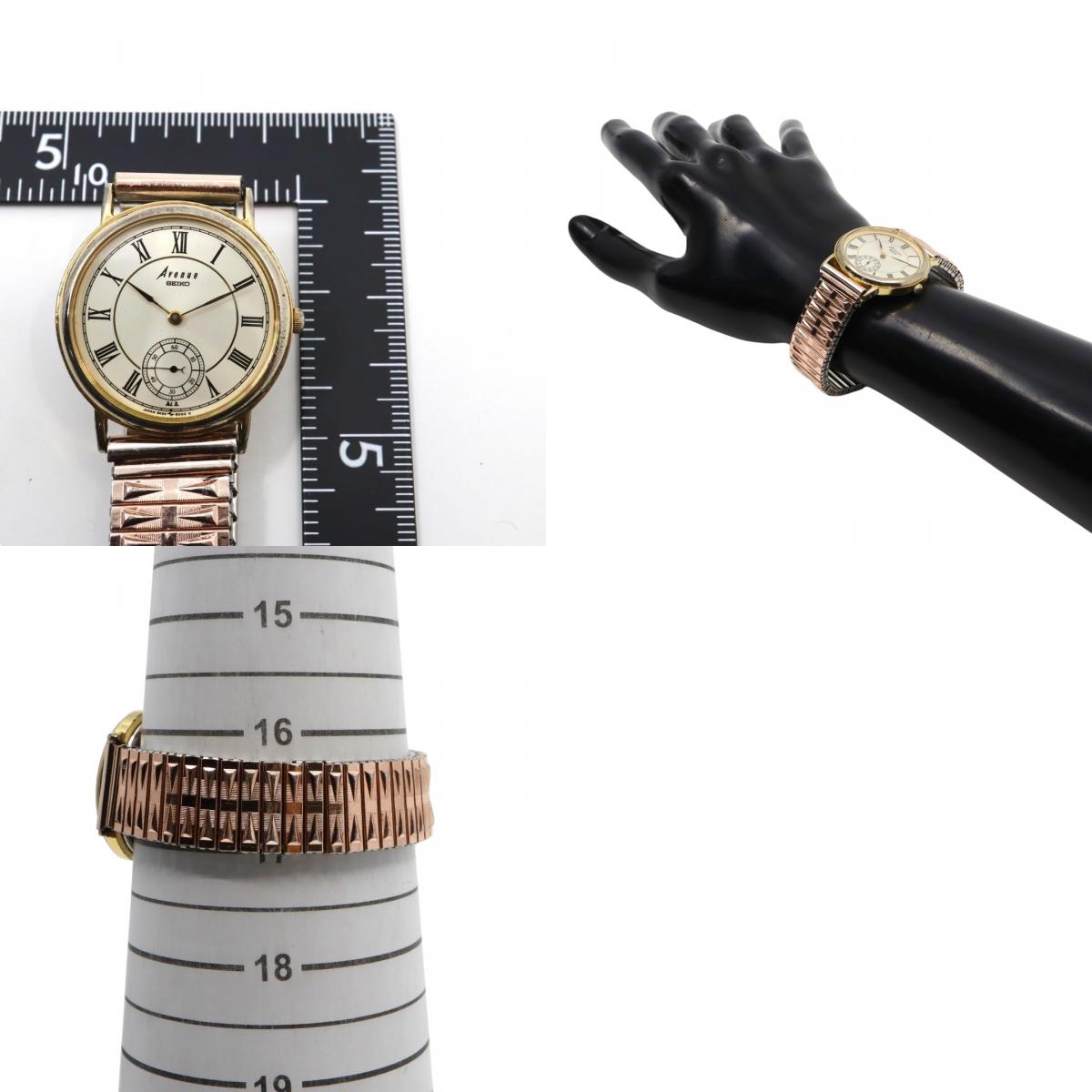 【電池交換済/稼働品】SEIKO セイコー アベニュー 腕時計 クオーツ スモールセコンド ローマンインデックス ゴールド シルバー メンズ レディース ユニセックス ドレスウォッチ ビンテージ アンティーク クラシック レトロ 2K23-6000 G4