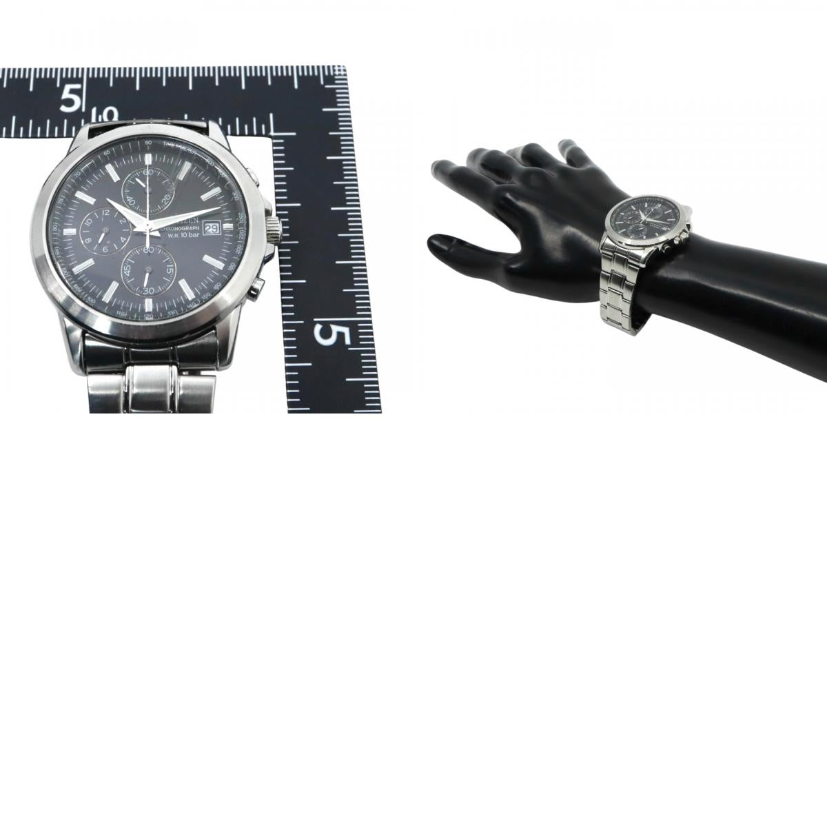 citizen シチズン クオーツ クロノグラフ 腕時計 0510-K002320 ブラック文字盤 ステンレススチール 10気圧防水 メンズ G8