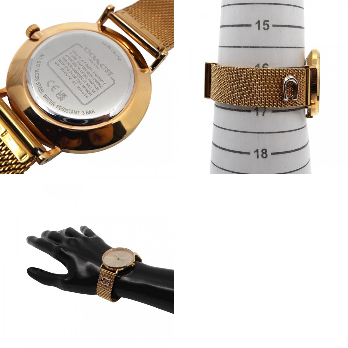 コーチ COACH 腕時計 レディース クォーツ ペリー Perry ゴールド メッシュベルト CA.120.7.34.1710 アナログ ウォッチ ホースアンドキャリッジ 馬車ロゴ エレガント 上品 モダン クラシック 美品 ほぼ新品 希少 G10