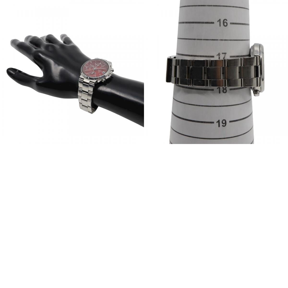 【美品/電池交換済】SEIKO セイコー ルキア 7T92-0AA0 クロノグラフ 腕時計 レディース クオーツ 10気圧防水 ステンレス レッド 赤文字盤 シルバー デイト タキメーター 日本製 ビジネス カジュアル エレガント G10 lukia