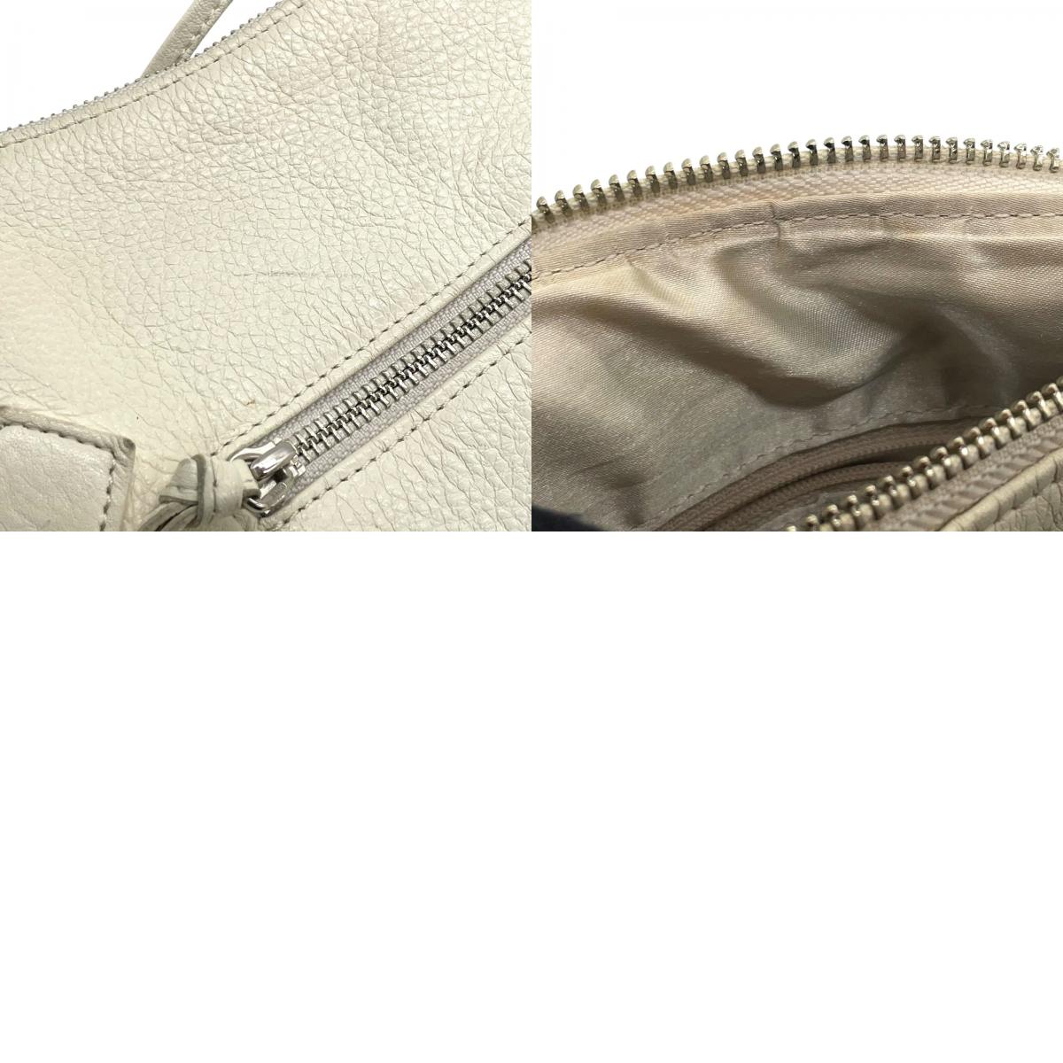 ウンガロ UNGARO レザー ショルダーバッグ ホーボーバッグ 白 ホワイト シルバー金具 レディース S94