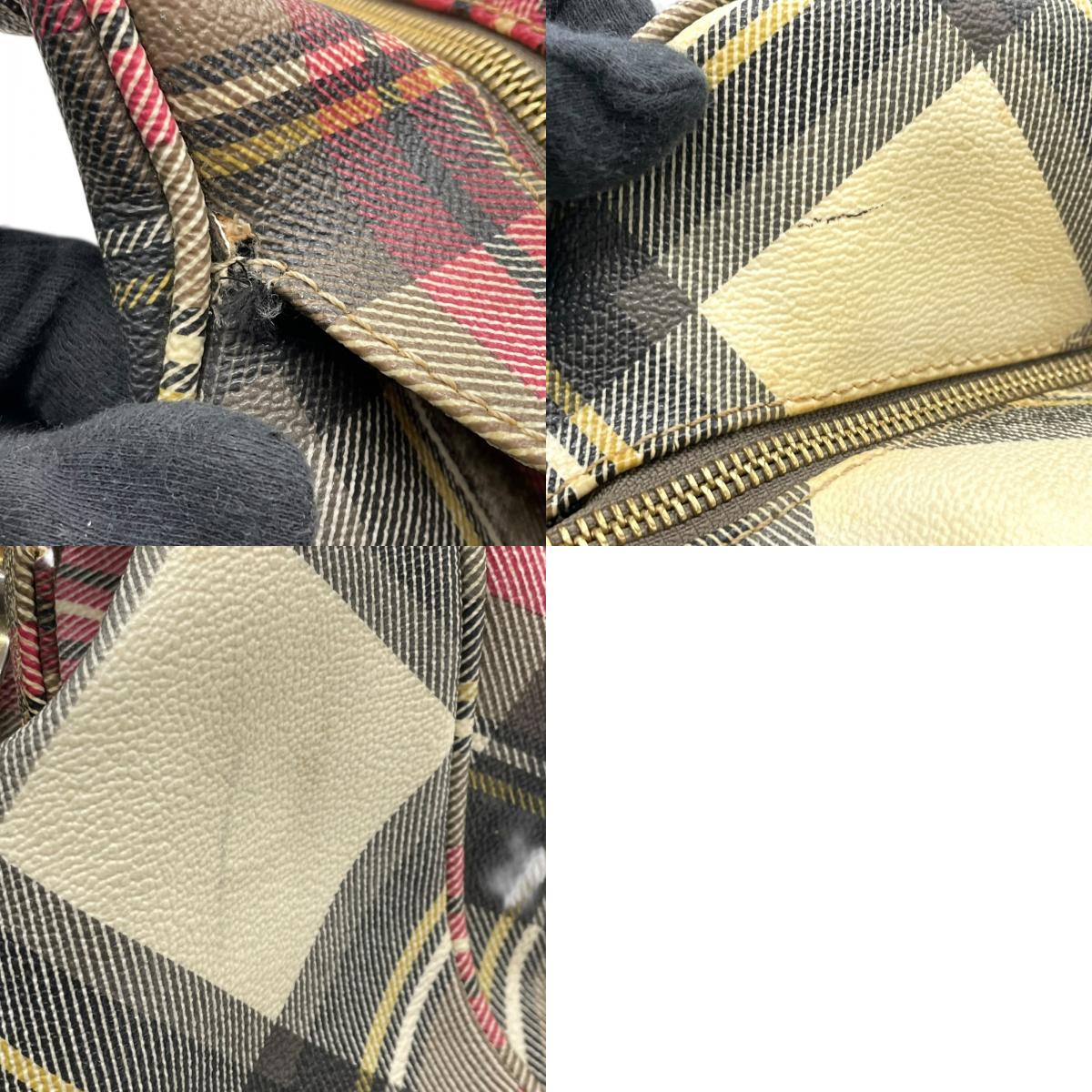 ヴィヴィアンウエストウッド Vivienne Westwood タータンチェック ボストンバッグ ハンドバッグ マルチカラー 赤 レッド 大容量 旅行トラベル C8