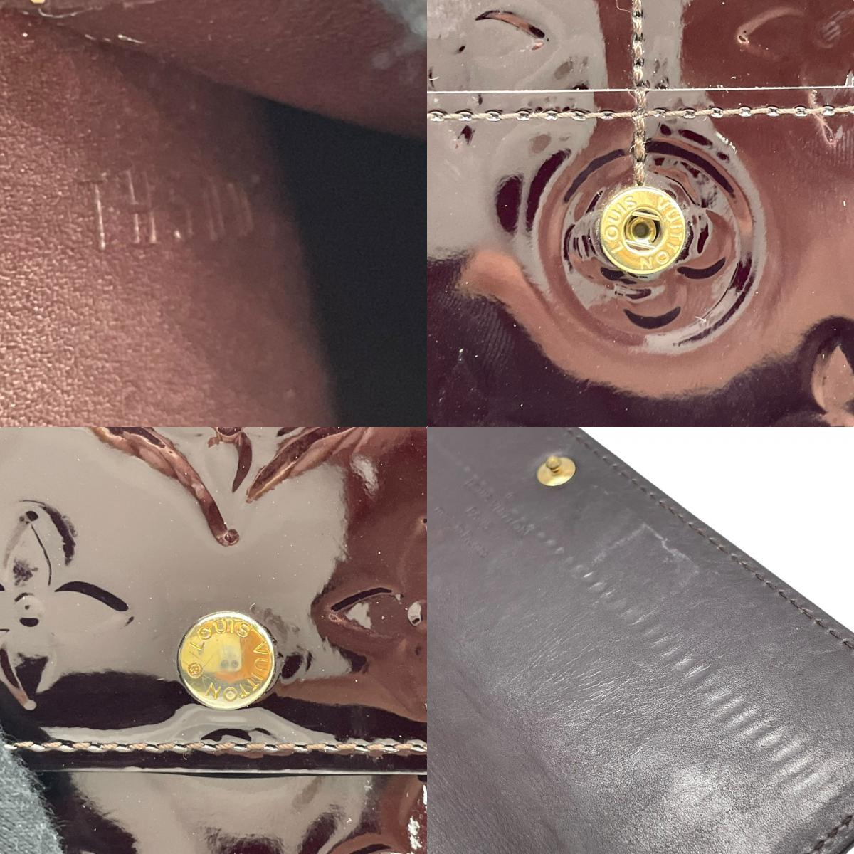 Authentic Louis Vuitton Porte-Feuille Sarah Monogram Vernis M93524 Long Wallet Amarante Patent Leather Gold Hardware Women's