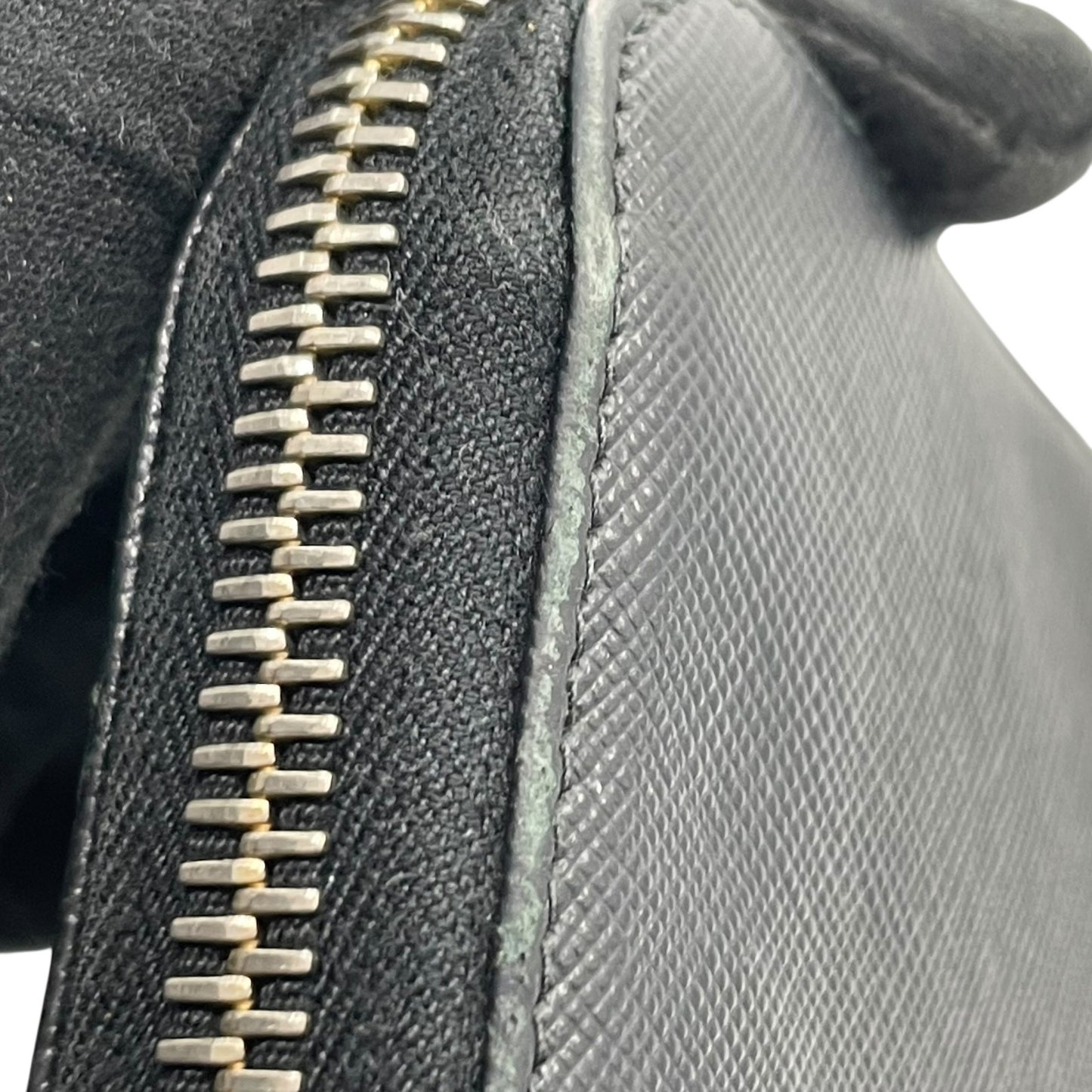 Authentic PRADA Saffiano Leather Long Wallet Black Round Zipper Logo Gold Hardware Women's