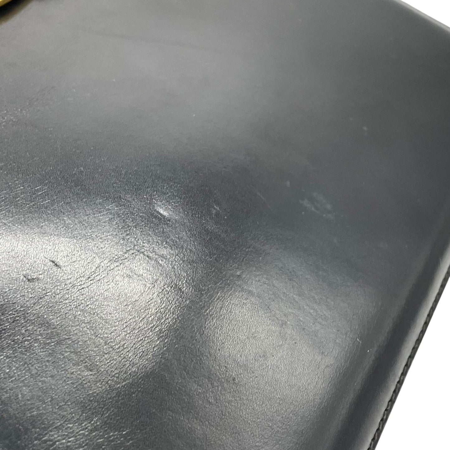 Authentic Salvatore Ferragamo Vara Ribbon Handbag Black Leather Gold Hardware