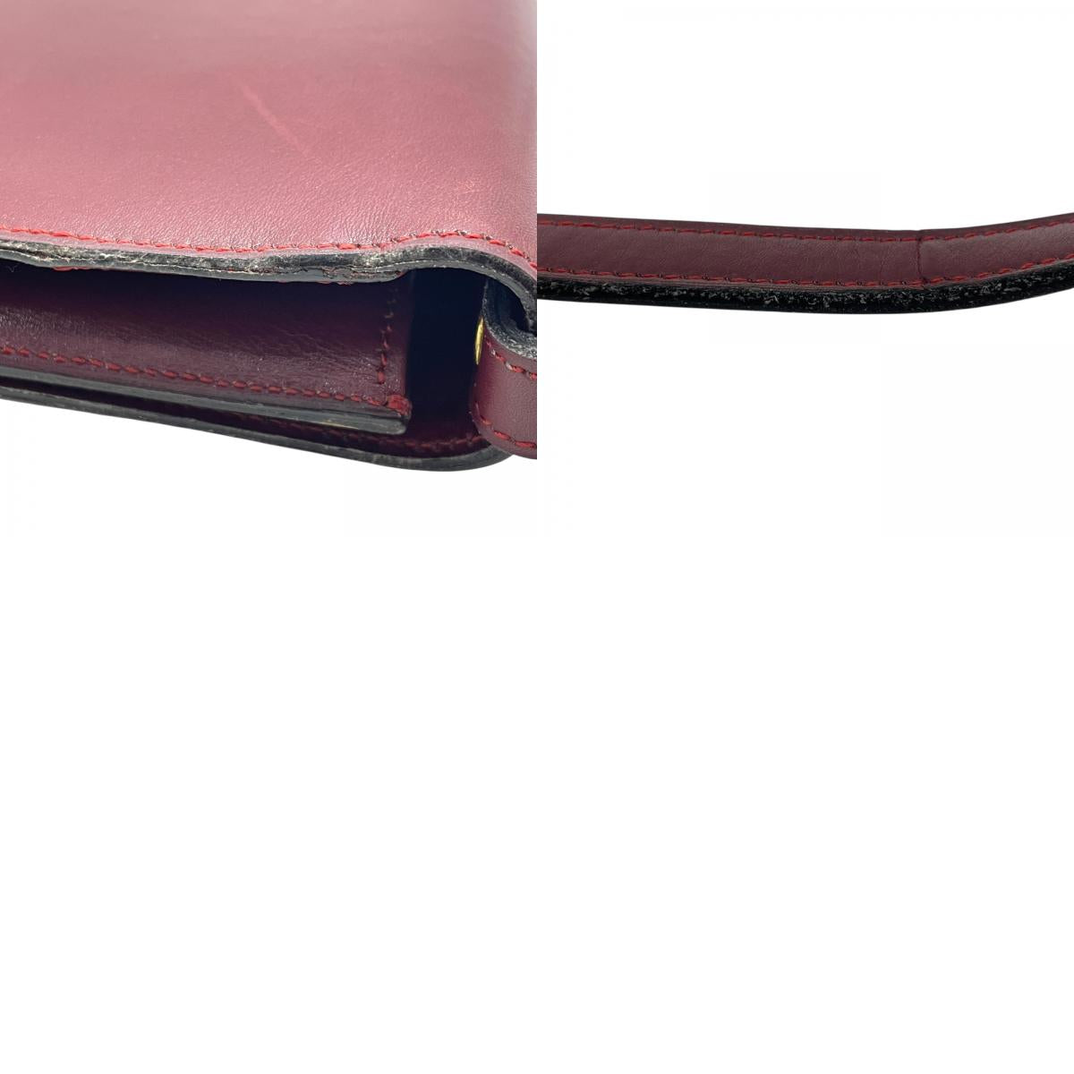 Authentic Christian Dior Shoulder Bag Red Bordeaux Leather Gold Hardware Logo Vintage