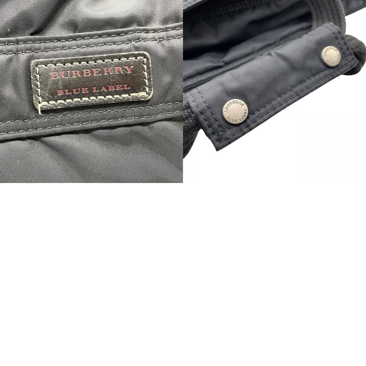 BURBERRY BLUE LABEL バーバリーブルーレーベル 2way ボストンバッグ ショルダーバッグ 斜め掛け可 黒 ブラック ナイロン シルバー金具 ロゴ メンズ レディース S2