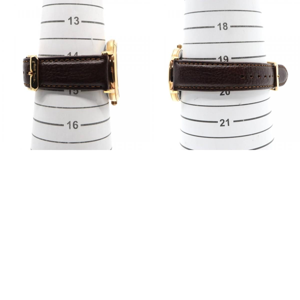 【美品】ポールスミス 腕時計 The City Slim 1005 メンズ クオーツ アナログ シルバーダイヤル ブラウンレザーベルト ゴールドケース シンプル クラシック ビジネス ドレスウォッチ エレガント 薄型 クリーニング済み G2