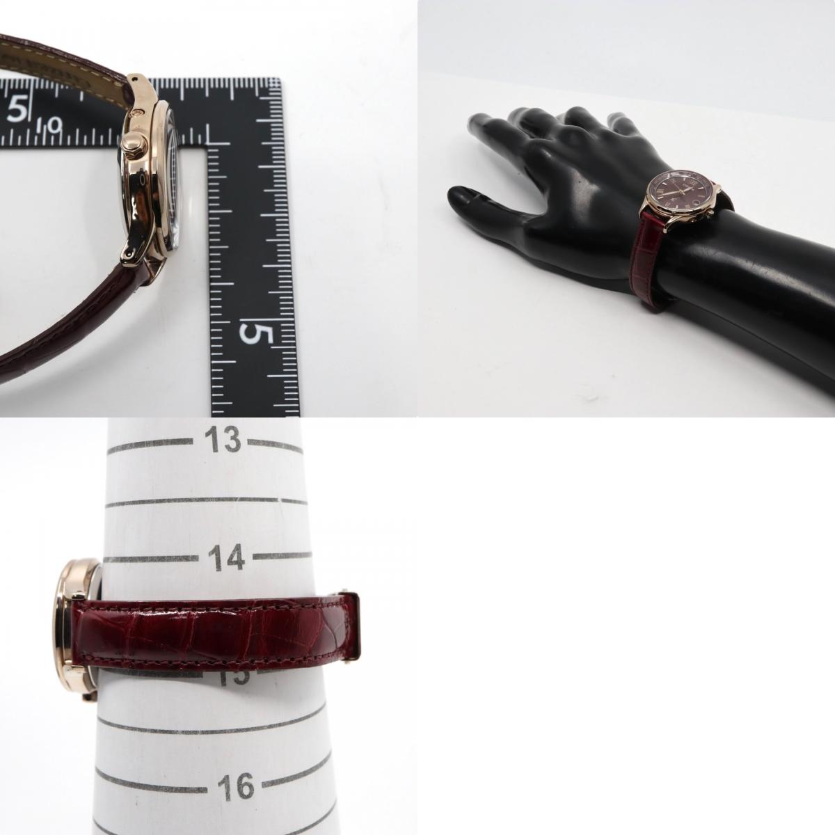 【美品】シチズン xC クロスシー 腕時計 エコドライブ電波時計 H246 チタン ローズゴールド レッド サンバースト レザーベルト レディース G4