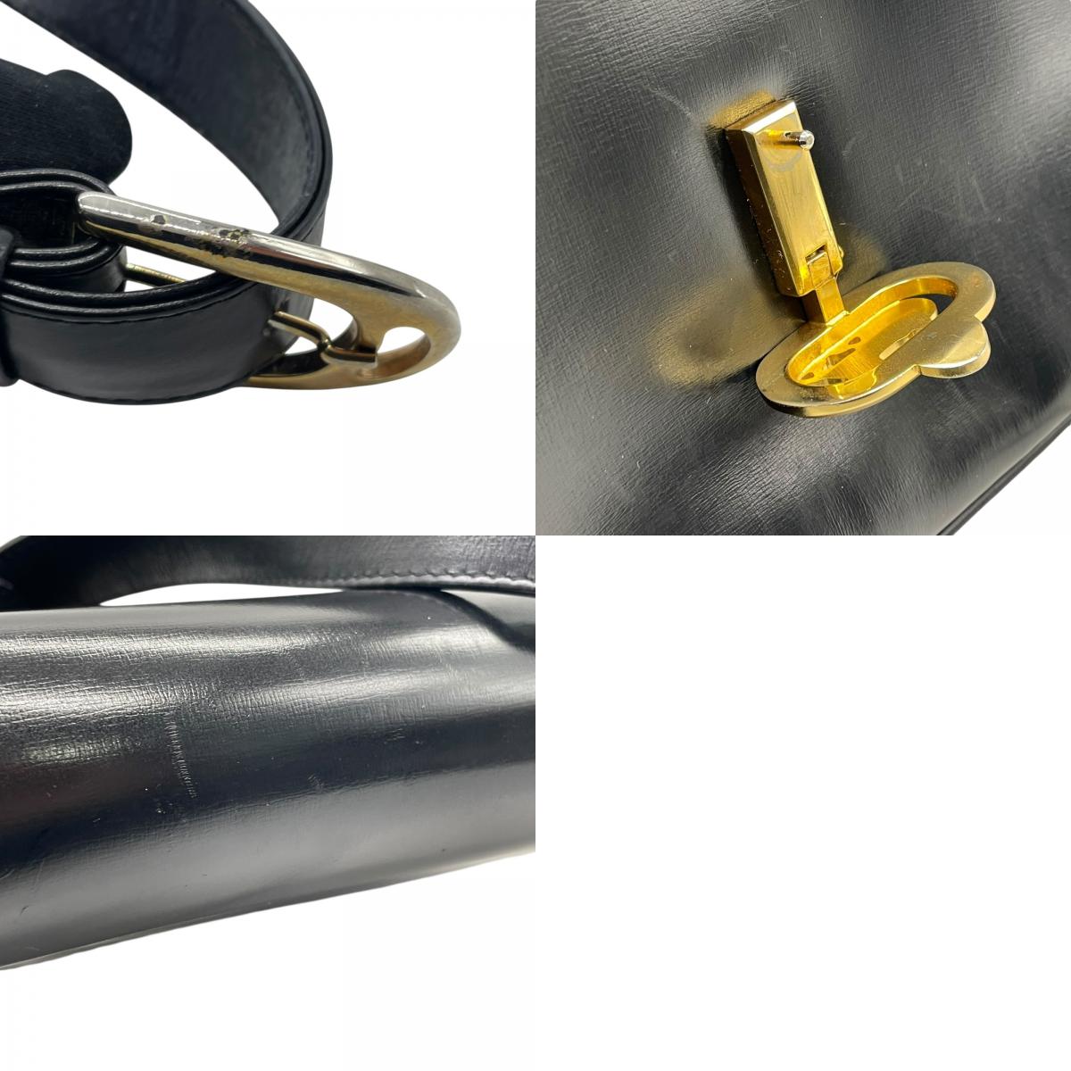 美品 CELINE セリーヌ ショルダーバッグ 黒 ブラック レザー 馬車金具 ゴールド金具 ホースキャリッジ サルキー ヴィンテージ レディース オールドセリーヌ 斜め掛け可 フラップ開閉 C1