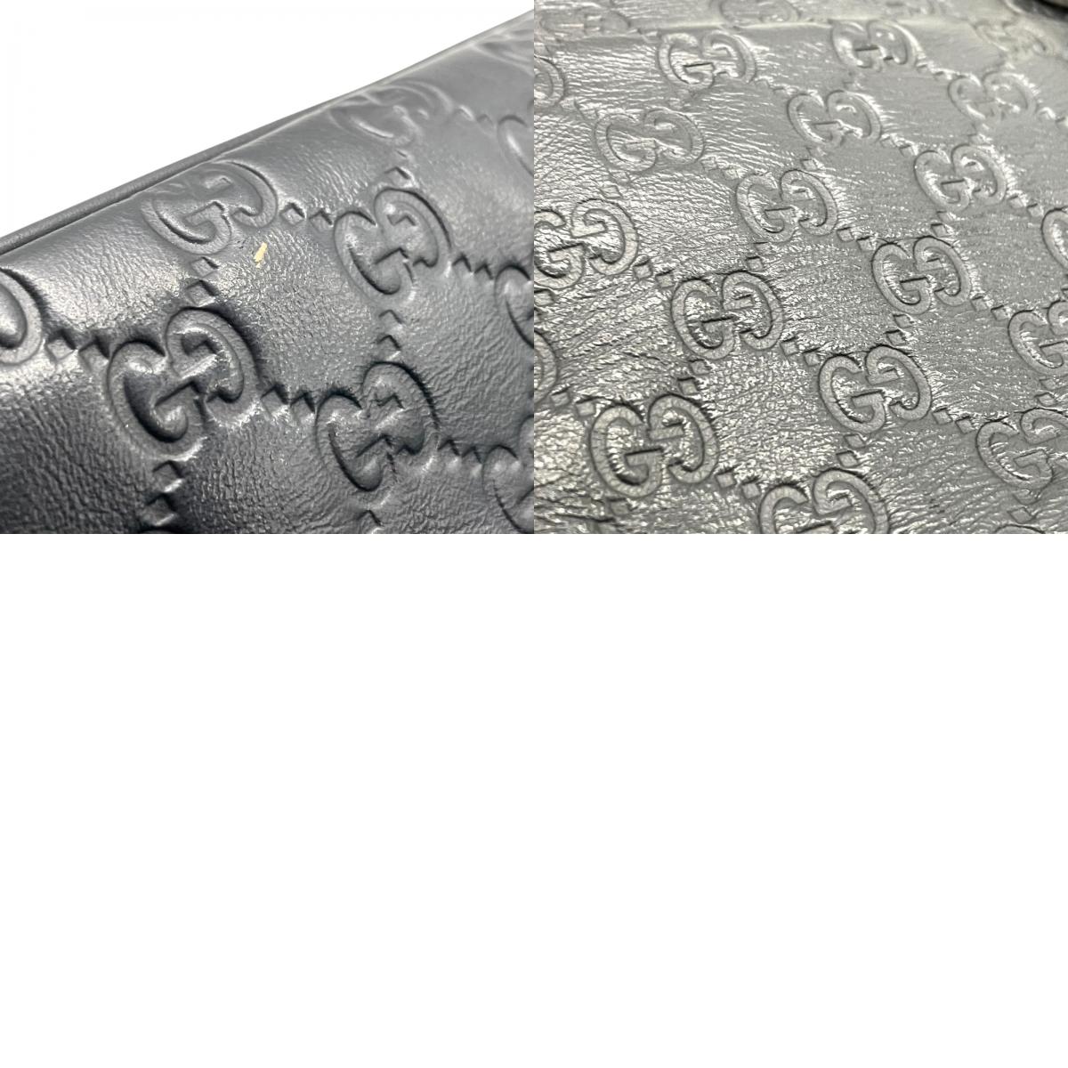 美品 GUCCI グッチ グッチシマ シェリー ロゴ型押し ショルダーバッグ メッセンジャーバッグ レザー 黒 ブラック シルバー金具 322080 斜め掛け可 メンズ レディース E