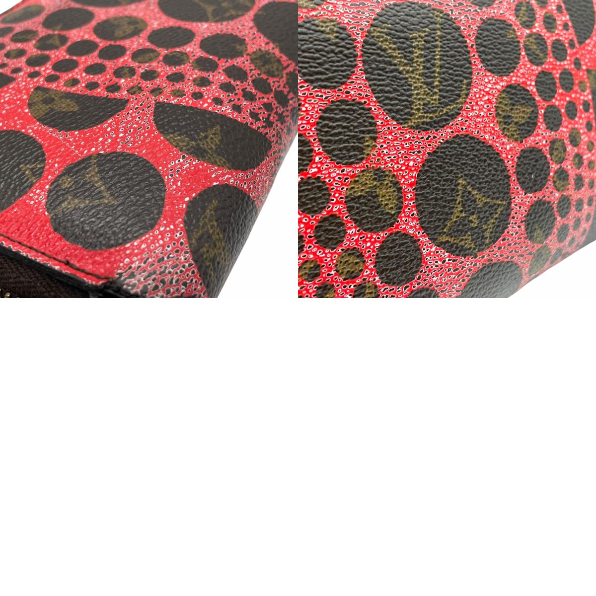廃盤品 希少 LOUIS VUITTON ルイヴィトン ジッピーウォレット 草間彌生 パンプキンドット モノグラム ブラウン ルージュ 長財布 ラウンドファスナー 限定 廃盤 M60450 レディース w5