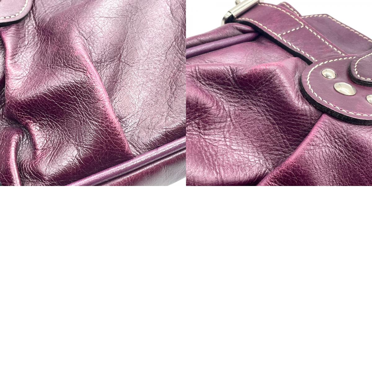 ロンシャン LONGCHAMP ハンドバッグ ベルトデザイン フラップ パープル レザー 本革 シルバー金具 ユニセックス レディース Y2K 00s ヴィンテージ s94 vintage