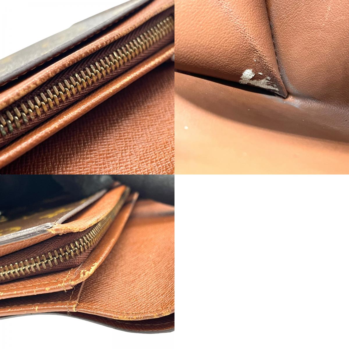 ルイ・ヴィトン LOUIS VUITTON LV モノグラム ポルトモネ ビエ トレゾール 三つ折り財布 M61730 茶色 ブラウン レザー PVC 金金具 ゴールド シリアル刻印 W1