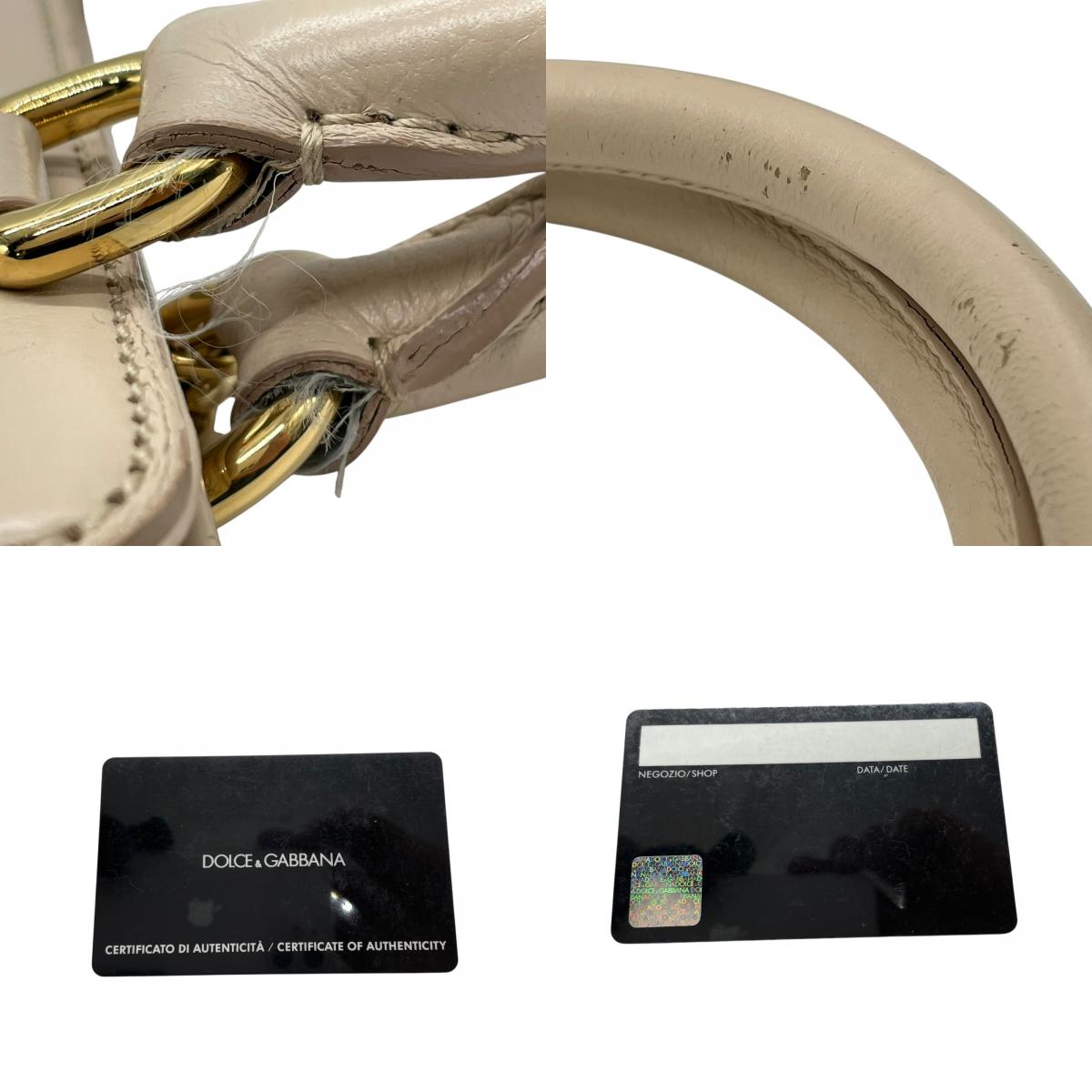 ドルチェ&ガッバーナ Dolce&Gabbana ハンドバッグ SICILY シシリー ピンクベージュ レザー 肩掛け可 ゴールド金具 メダルタグ D&G ドルガバ ギャランティカード付き レディース D