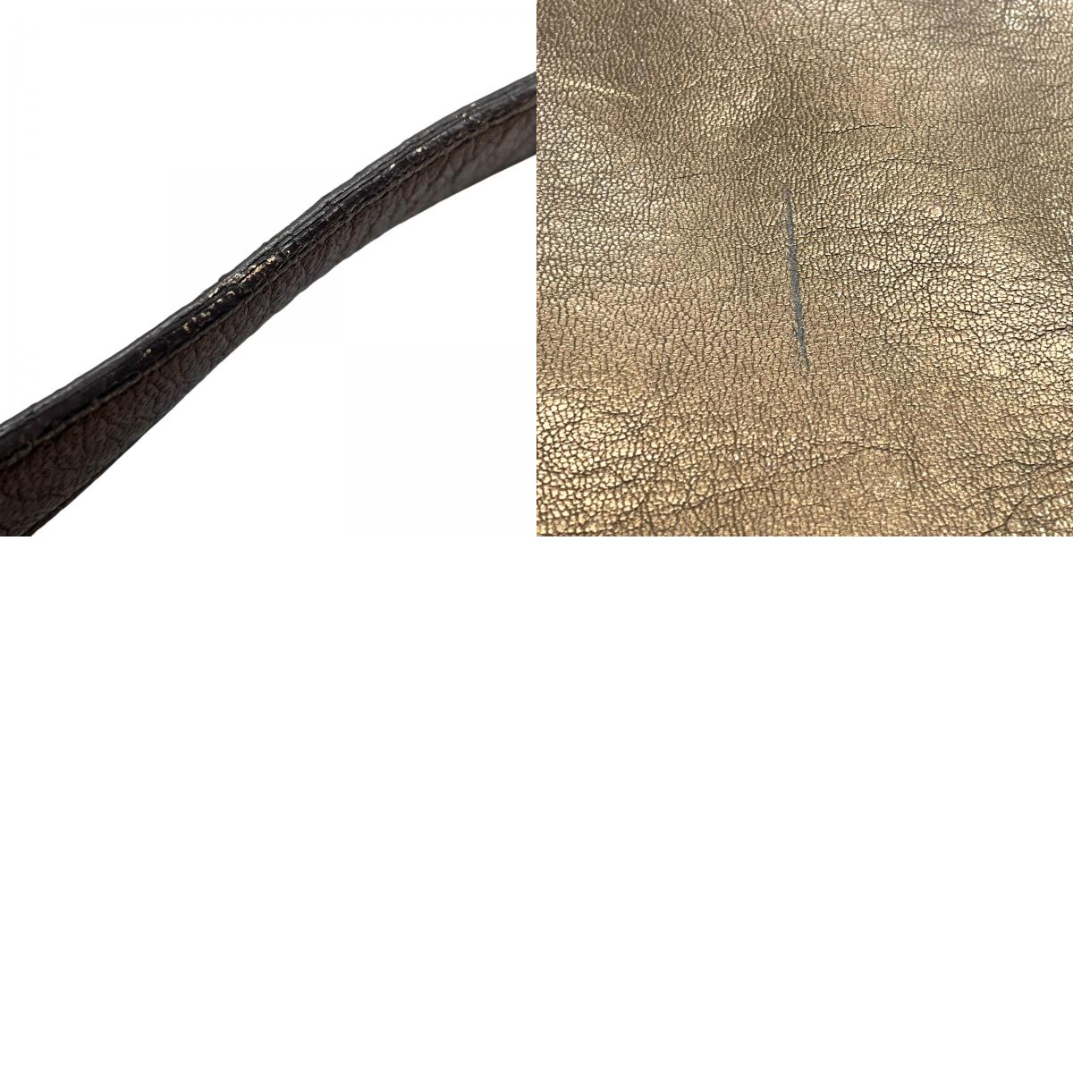 美品 Salvatore Ferragamo フェラガモ ガンチーニ ハンドバッグ ショルダーバッグ ワンショルダー 茶 ブラウン ブロンズ メタリック レザー ゴールド金具 肩掛け レディース K6