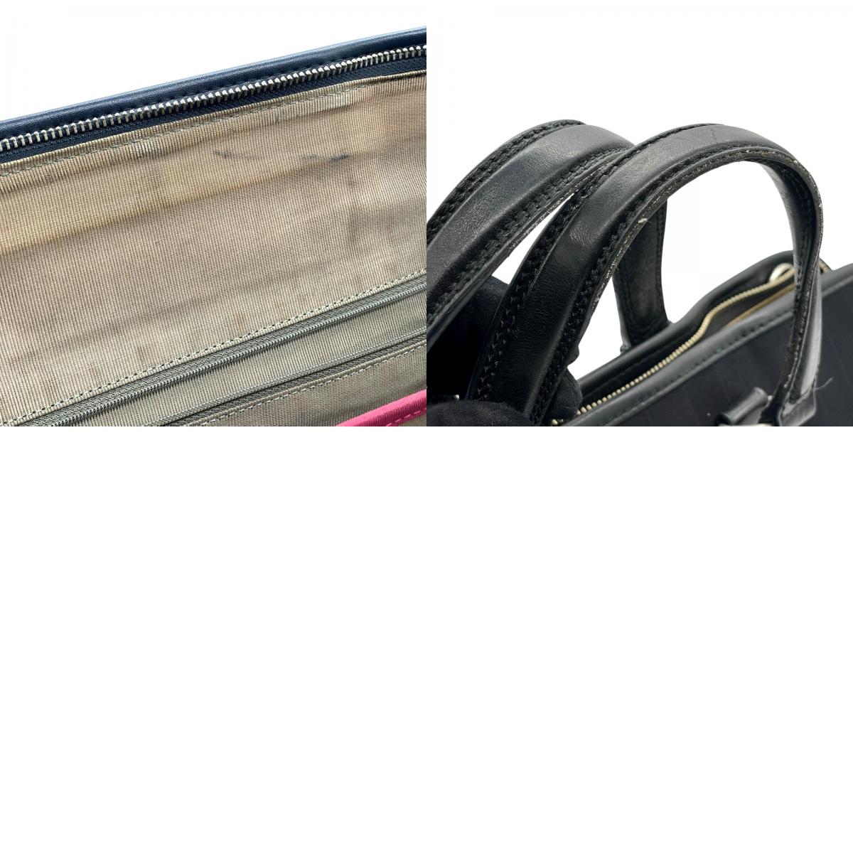 ポールスミス Paul Smith ビジネスバッグ ブリーフケース ナイロン×レザー 黒 ブラック マルチストライプ メンズ S14