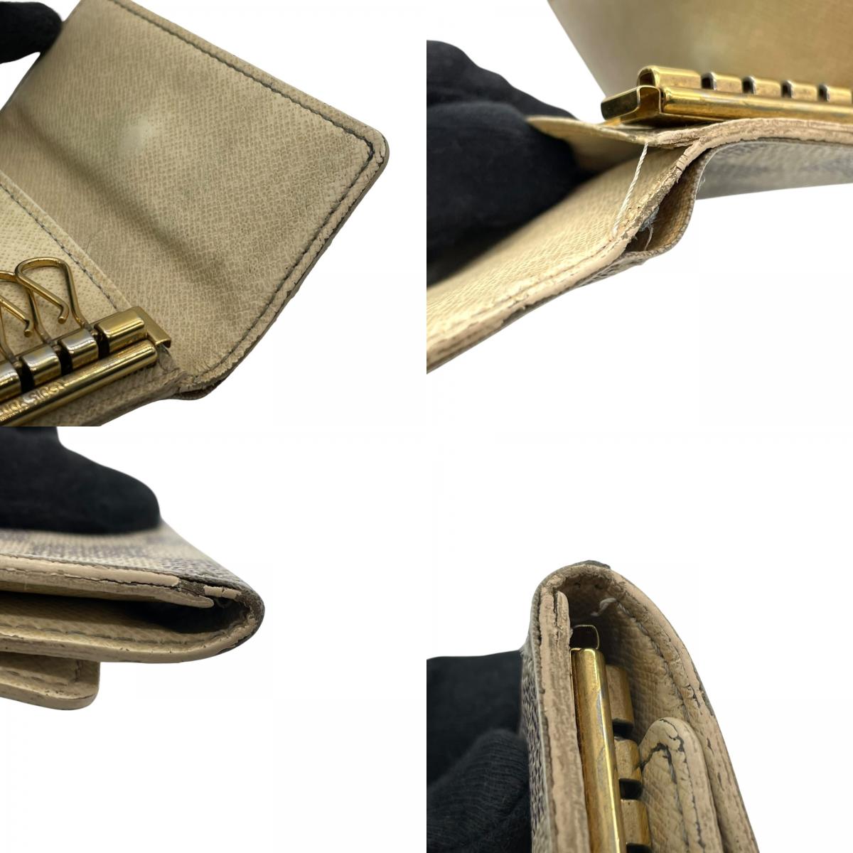 ルイ・ヴィトン Louis Vuitton ミュルティクレ6 N61745 ダミエ アズール 6連キーケース ホワイト グレー PVC×レザー ゴールド金具 レディース メンズ M5