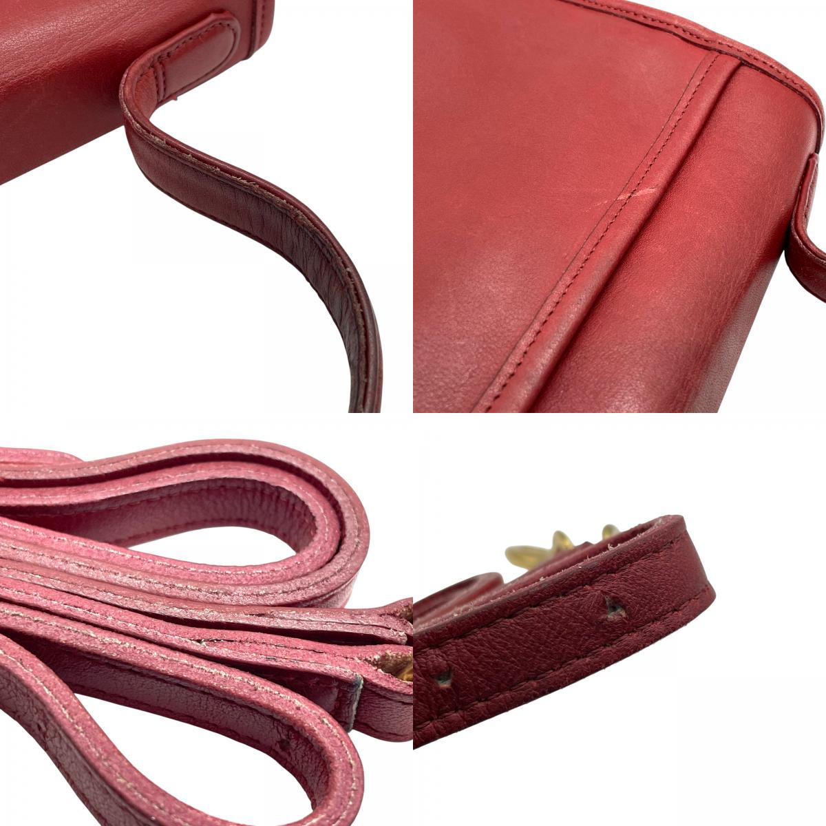 希少 COACH コーチ ショルダーバッグ ターンロック レザー 2WAY ハンドバッグ レッド 赤 S90 オールドコーチ グラブタンレザー vintage