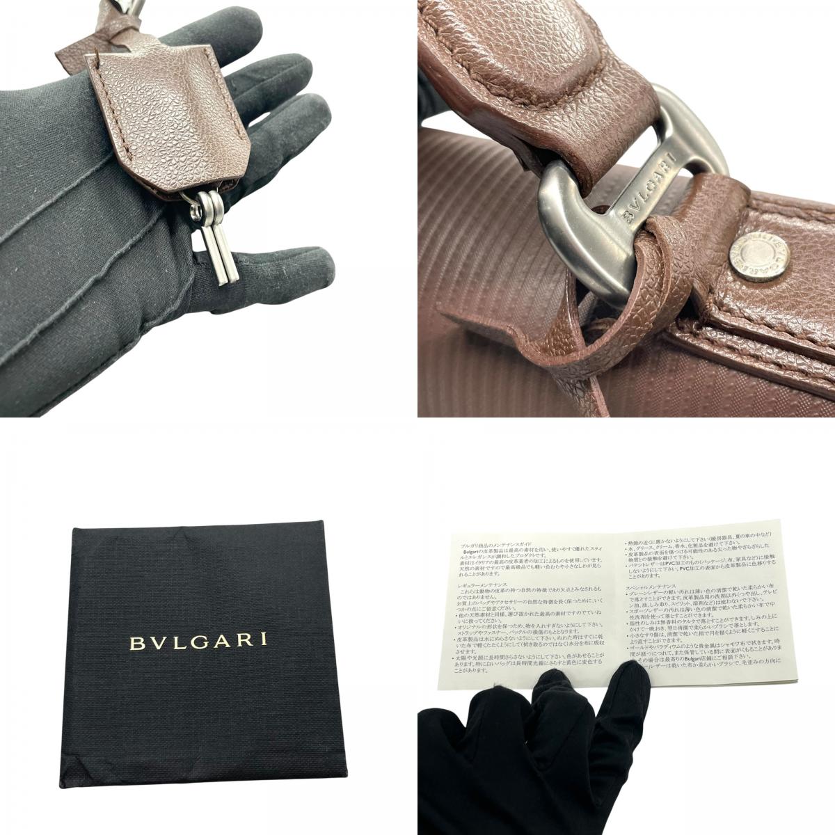 美品 ブルガリ BVLGARI ビジネスバッグ ハンドバッグ ブリーフケース レザー 本革 ブラウン 書類鞄 A4収納 シルバー金具 ユニセックス 大容量 C