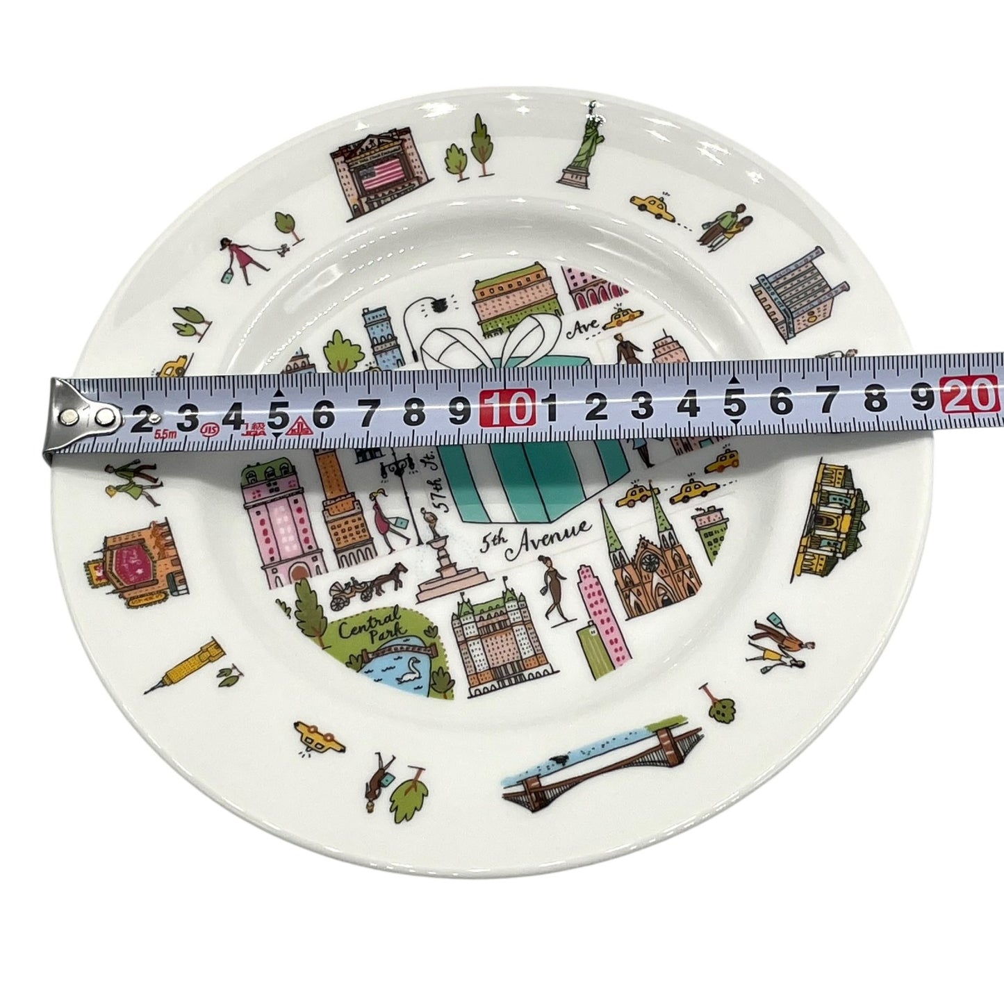 未使用 美品 Tiffany&Co. ティファニー 5th アベニュー ニューヨーク プレート 2枚セット 19cm デザートプレート 丸皿 食器 マルチカラー 箱付き