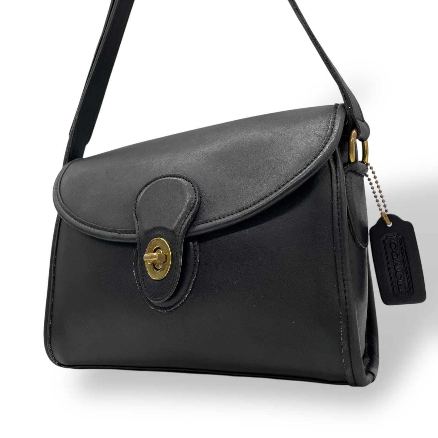 Authentic COACH Vintage Devon Bag 9908 Black Glove-Tanned Leather Crossbody Made in USA