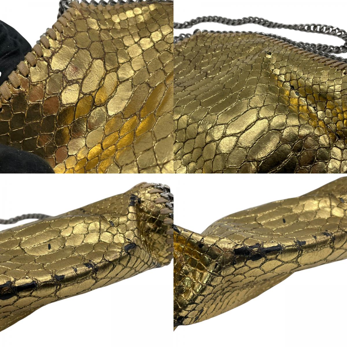 ステラ マッカートニー ファラベラ ミニ トート ゴールド 型押し チェーン 2WAY ヴィーガンレザー C7