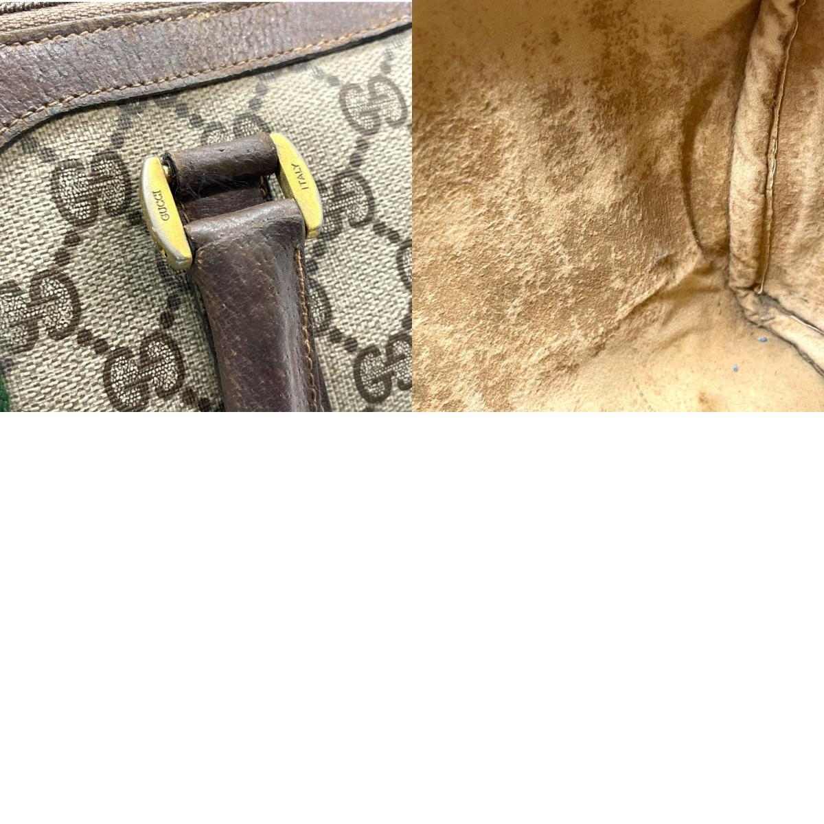 GUCCI グッチ ヴィンテージ GGスプリーム ミニボストン ハンドバッグ インターロッキングG ボストンバッグ GG柄 シェリーライン ベージュ ブラウン PVC レザー オールドグッチ F