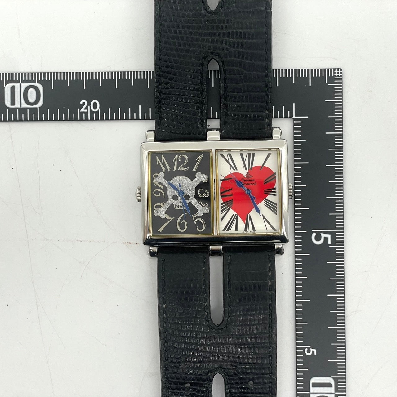 【電池交換済/稼働品】ヴィヴィアンウエストウッド 腕時計 ダブルフェイス デュアルタイム スカル&ハート VW-9038 スクエア メンズ レディース TOO FAST TO LIVE アナログ クオーツ パンク ロックデザイン Vivienne Westwood G4