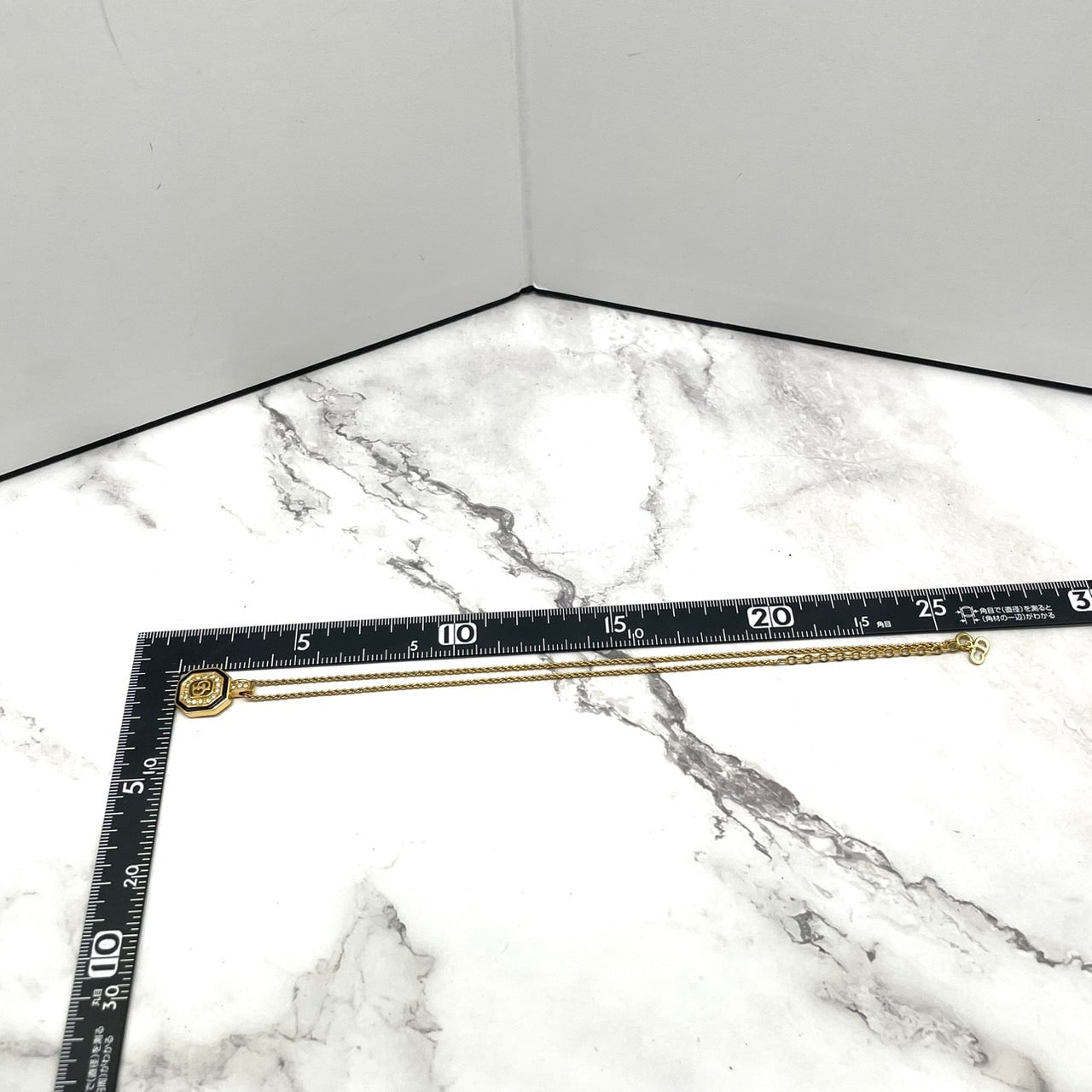 美品 Christian Dior クリスチャンディオール ネックレス CDロゴ ロゴプレート ラインストーン ゴールドチェーン ヴィンテージ ジュエリー レディース I3