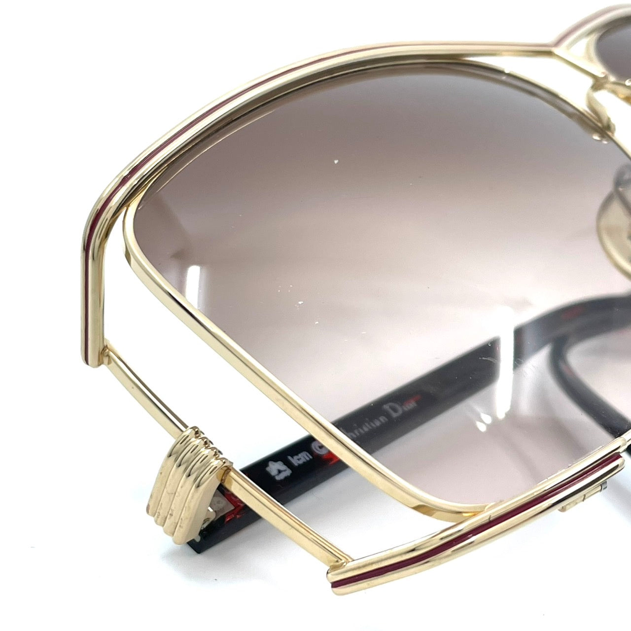 美品 Christian Dior クリスチャンディオール サングラス CDロゴ ゴールド ブラック×ブラウン べっ甲柄 メンズ レディース ヴィンテージ H2