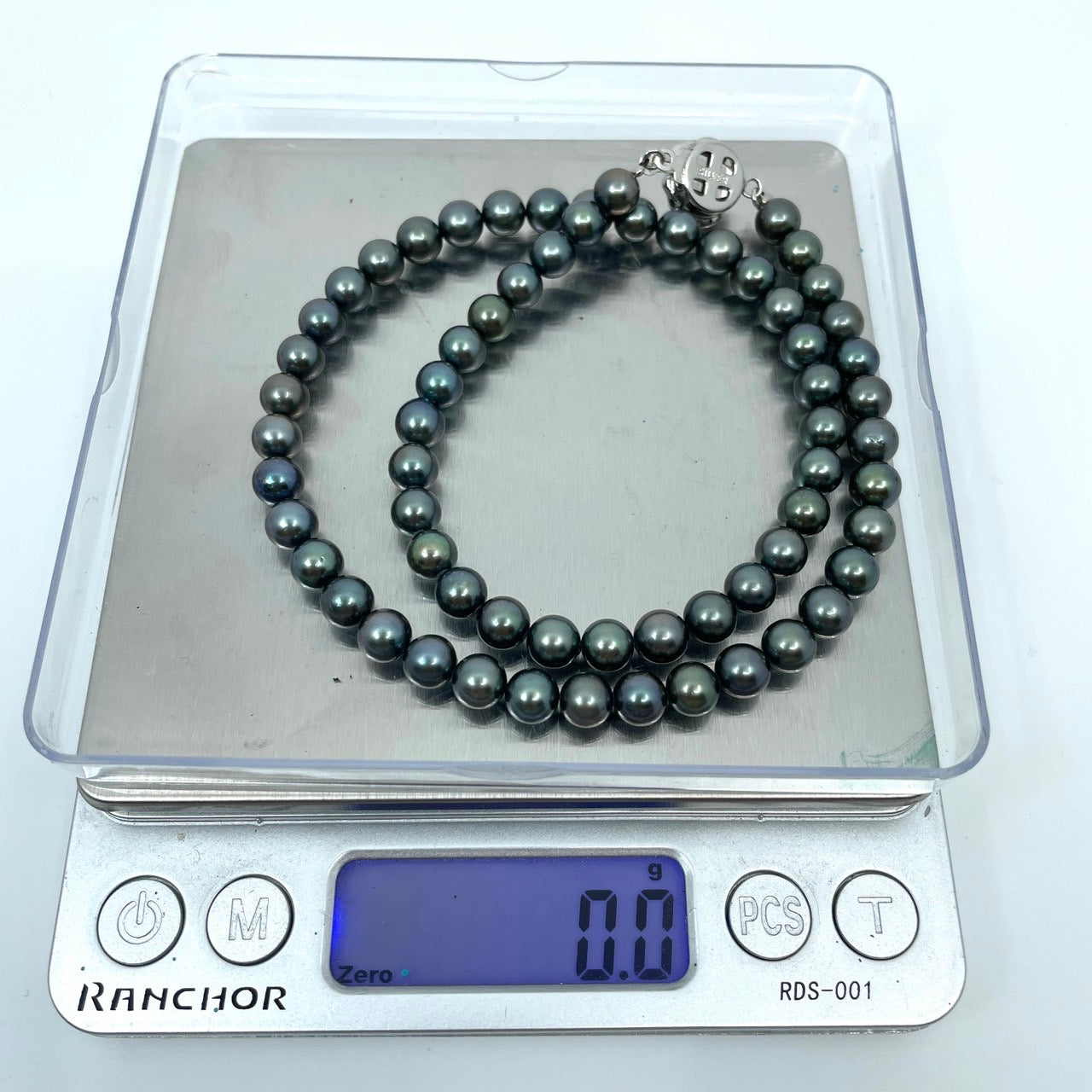 着色あこや真珠 養殖真珠 ネックレス 6.3-6.5mm シルバー留め具 ブラック 黒 パール 全長43.8cm フォーマル 冠婚葬祭 i5