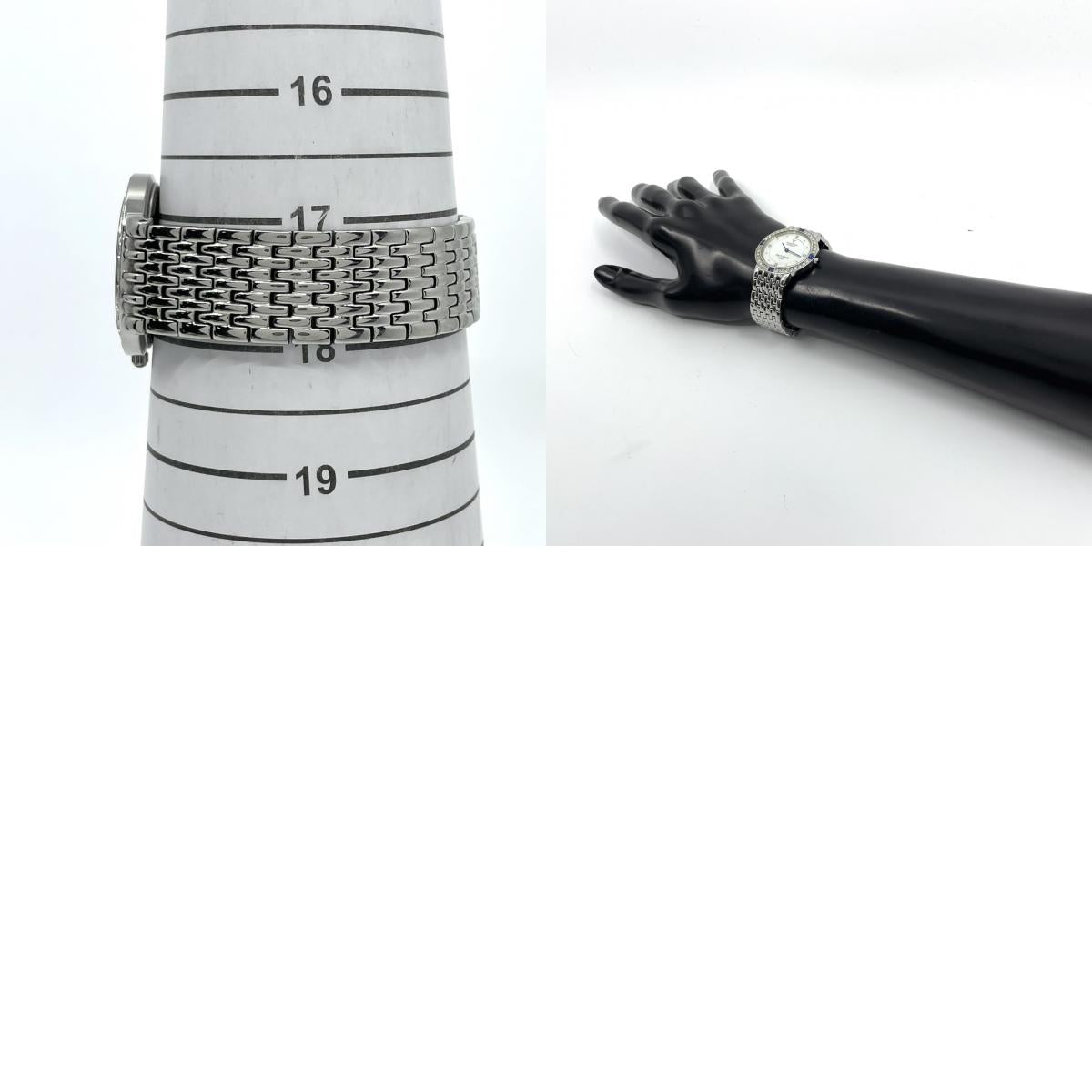 【電池交換済】ヴァレンティノ ドマーニ 腕時計 VD-2038 レディース クオーツ FINE PLATINUM 999.9 プラチナメッキ ラインストーンベゼル サファイア シェル文字盤 ドレスウォッチ エレガント ラグジュアリー クリーニング済み G