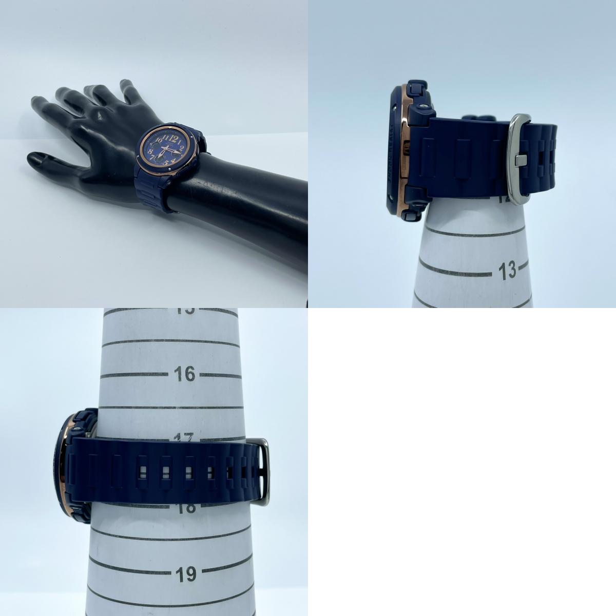 【電池交換済/稼働品】CASIO Baby-G カシオ ベビーG レディース 腕時計 BGA-150PG ネイビー ローズゴールド アナデジ 耐衝撃構造 10気圧防水 ワールドタイム アラーム ストップウォッチ カジュアル スポーティ クリーニング済 G6