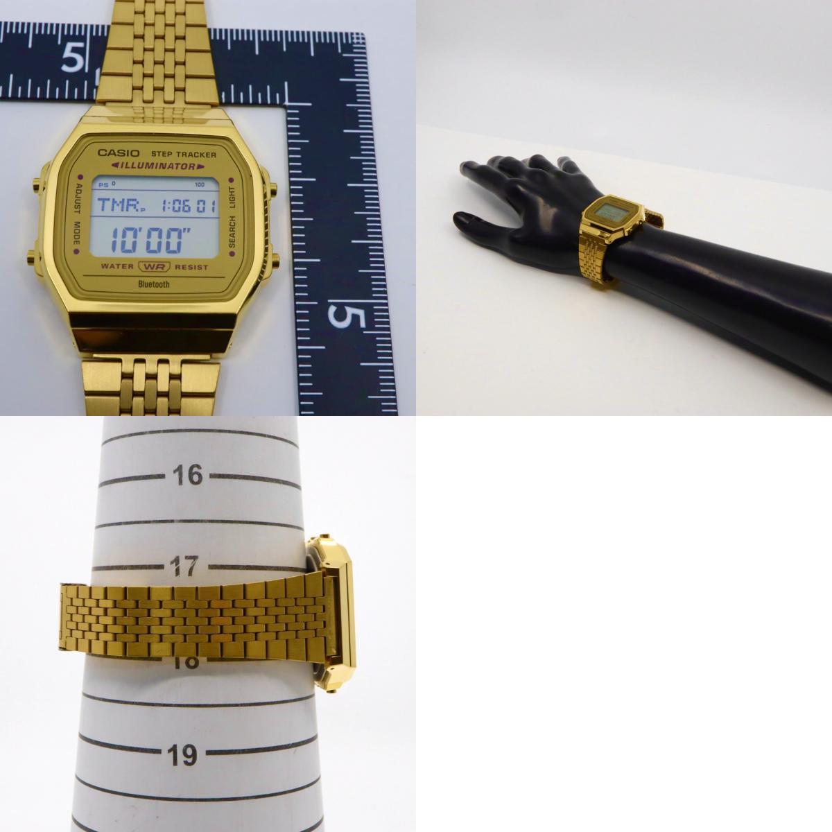 【美品/電池交換済】カシオ 腕時計 ABL-100WEG-9AJF メンズ レディース ゴールド デジタル Bluetooth ステップトラッカー Y2K 00s チープカシオ クラシック ヴィンテージ レトロデザイン スクエア 多機能 クリーニング済 G1