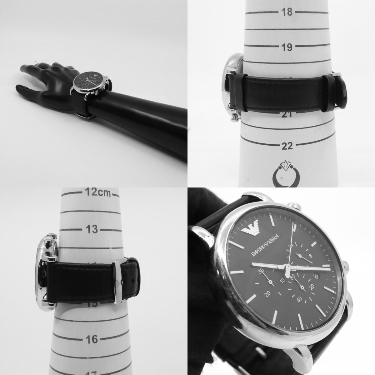 エンポリオアルマーニ EMPORIO ARMANI 腕時計 メンズ ブラック クラシック クォーツ クロノグラフ レザー ウォッチ シンプル 高級感 G1