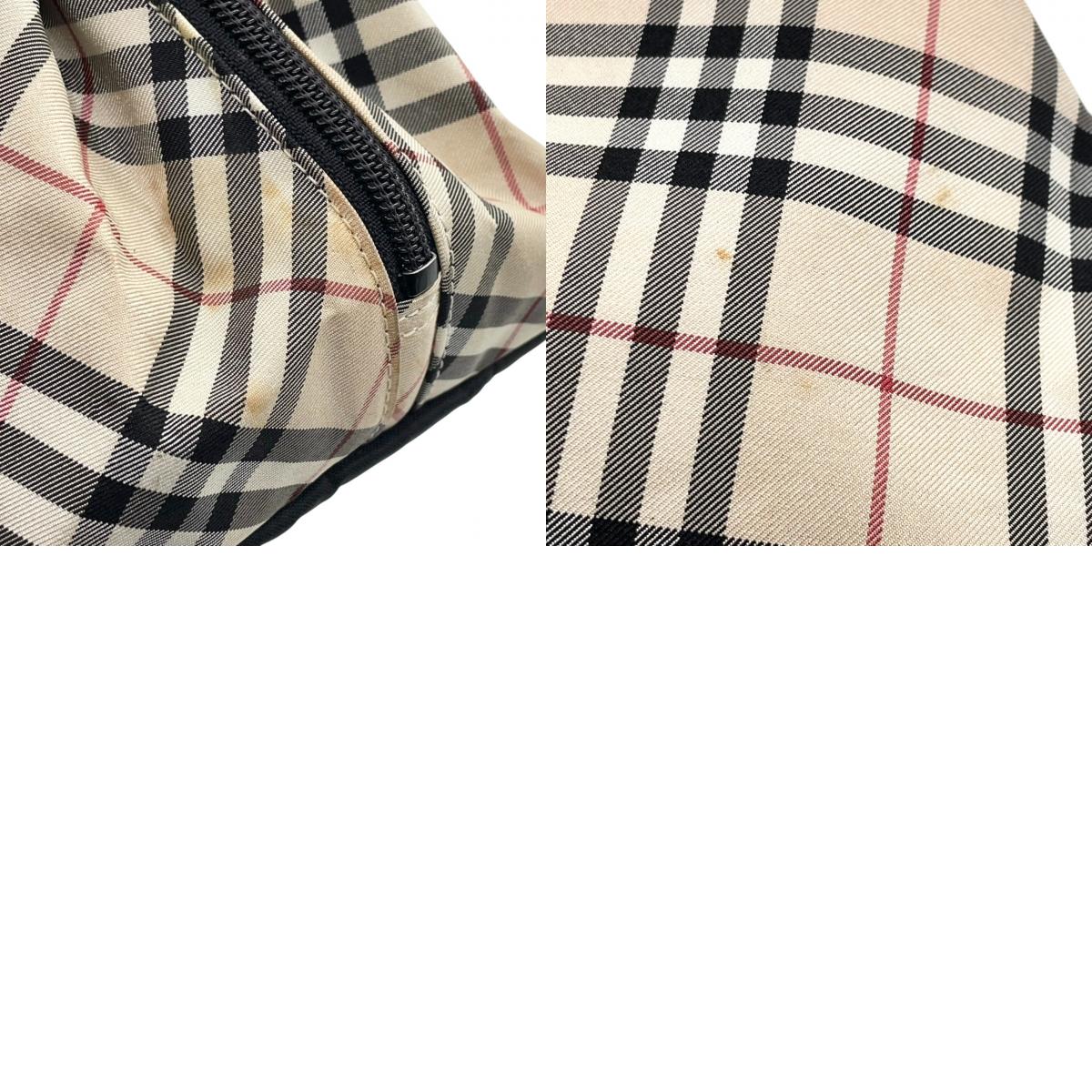 BURBERRY BLUE LABEL バーバリーブルーレーベル ハンドバッグ トートバッグ ノバチェック ナイロンキャンバス レザー ベージュ ブラック レディース ミニトート コンパクト クラシック エレガント デイリーユース クリーニング済み s43