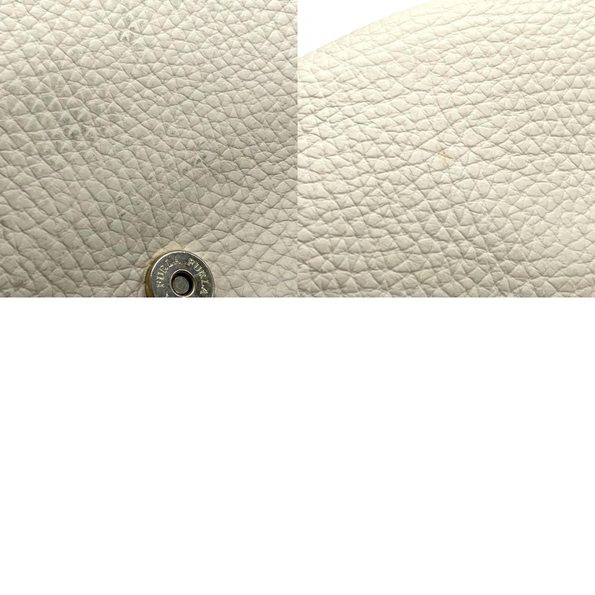 FURLA フルラ ハンドバッグ ショルダーバッグ 2WAY ワンショルダー 斜め掛け可 自立可 レザー 本革 アイボリー ゴールド金具 バックル フラップ式 レディース エレガント クラシック フォーマル ビジネス デイリーユース クリーニング済み s28