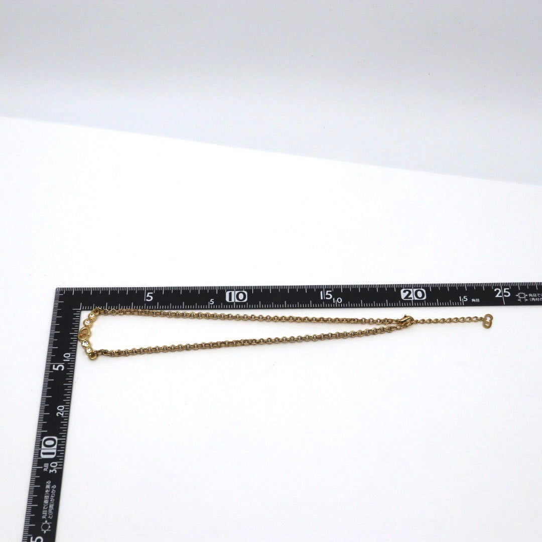 クリスチャンディオール Christian Dior ヴィンテージ ビンテージ ネックレス 金 ゴールドカラー Dロゴ ラインストーン アクセサリー I2